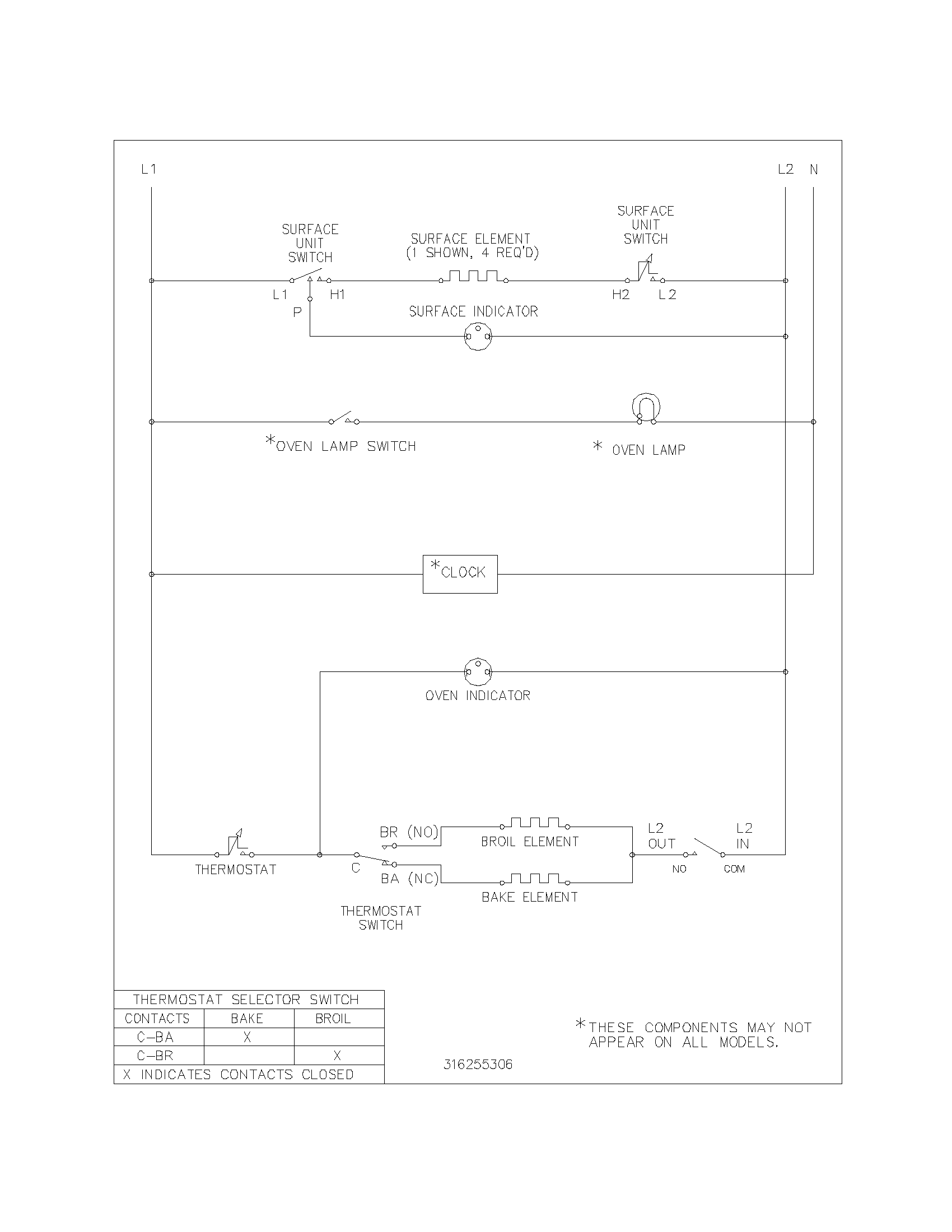 Frigidaire FEF316BQD wiring schematic diagram