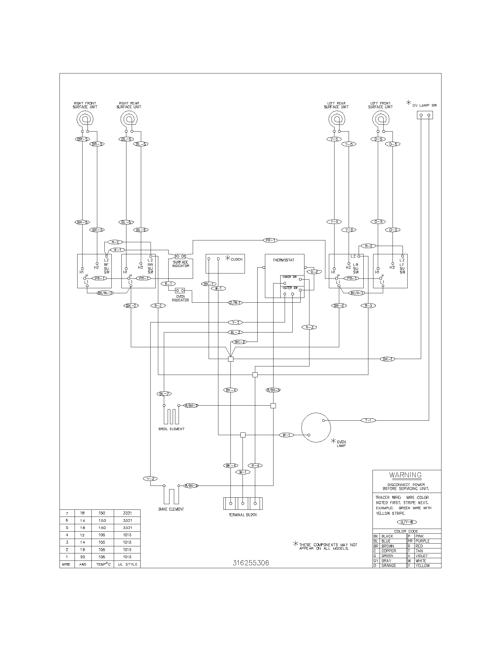 Frigidaire FEF316BQD wiring diagram diagram