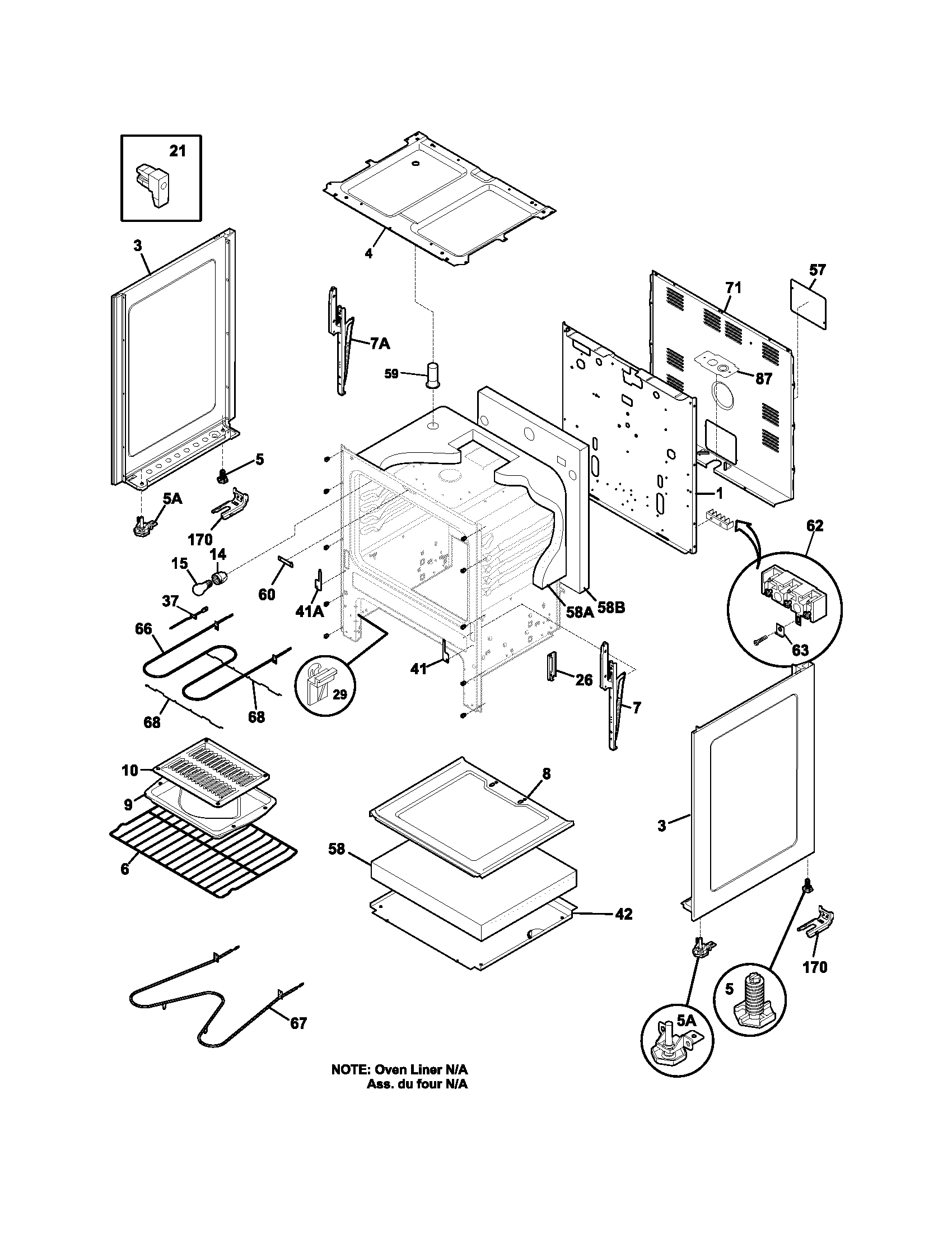 Frigidaire FEF326ABH body diagram