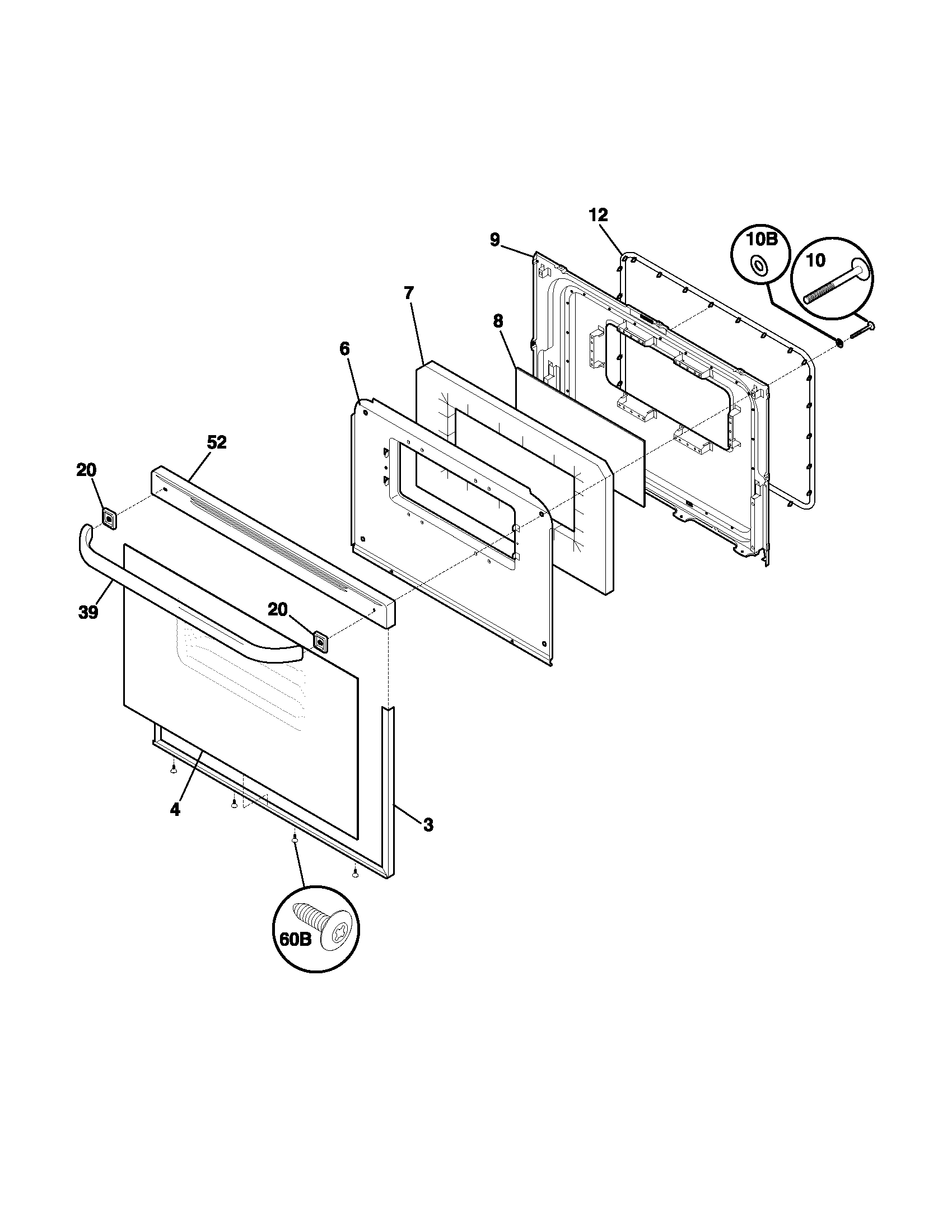 Frigidaire FEF326AWH door diagram