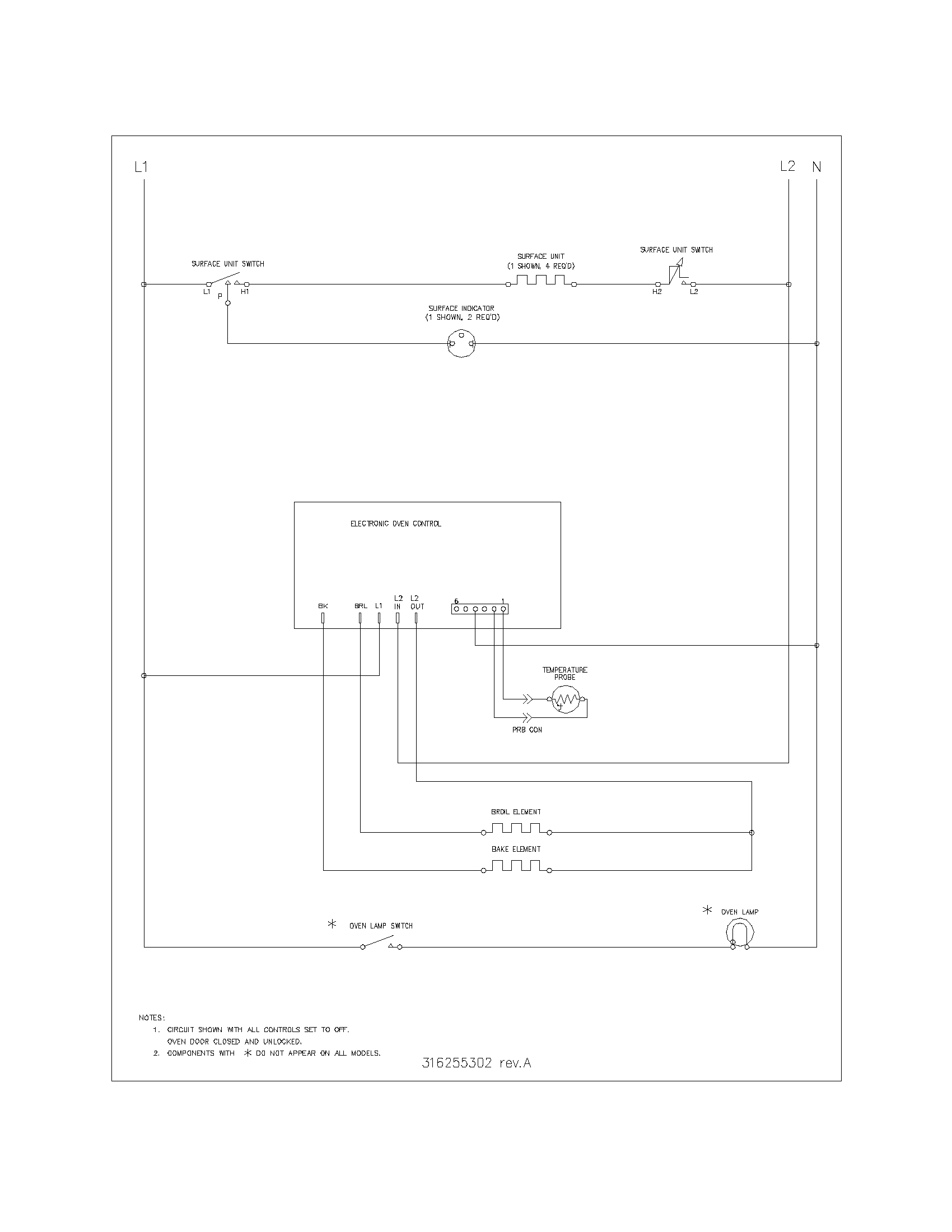 Frigidaire FEF326AWH wiring schematic diagram