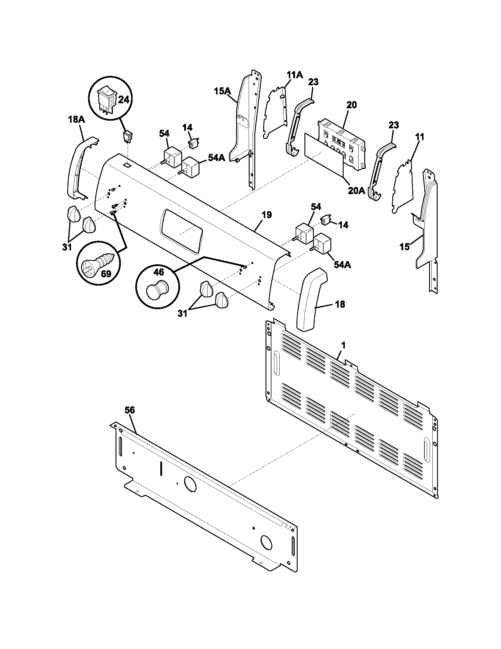Frigidaire FEF336BCH backguard diagram