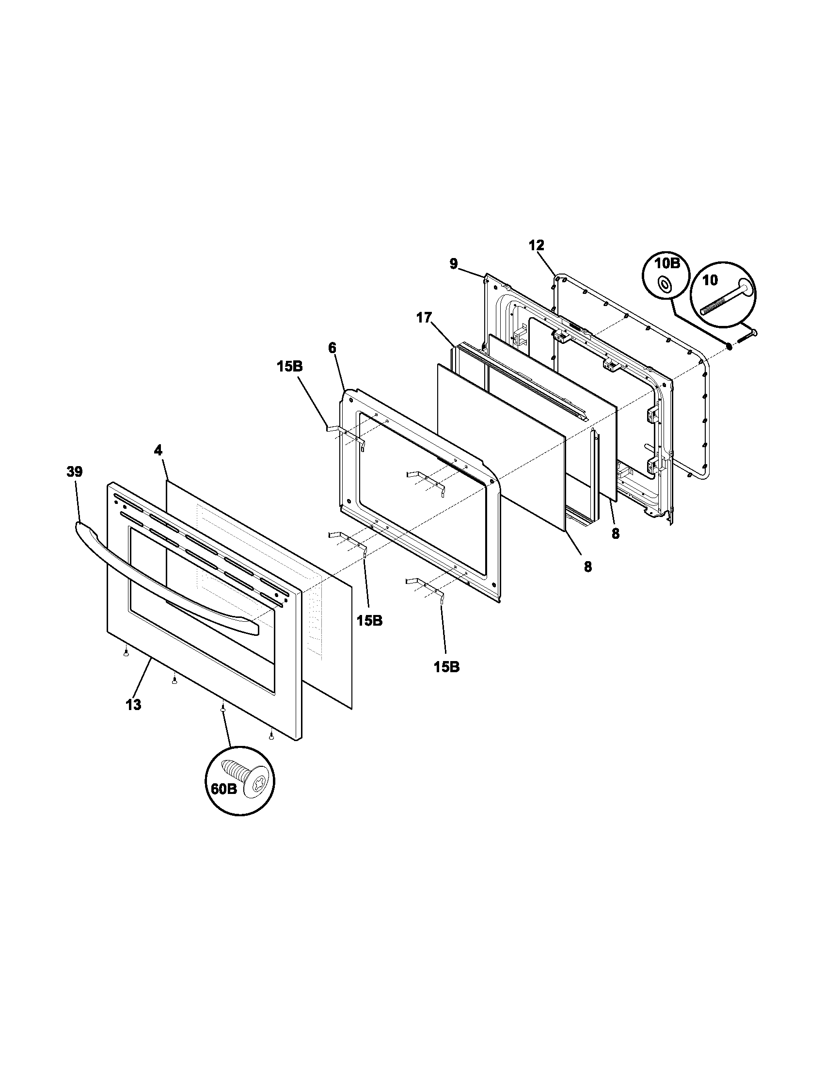 Frigidaire FEF336BCH door diagram