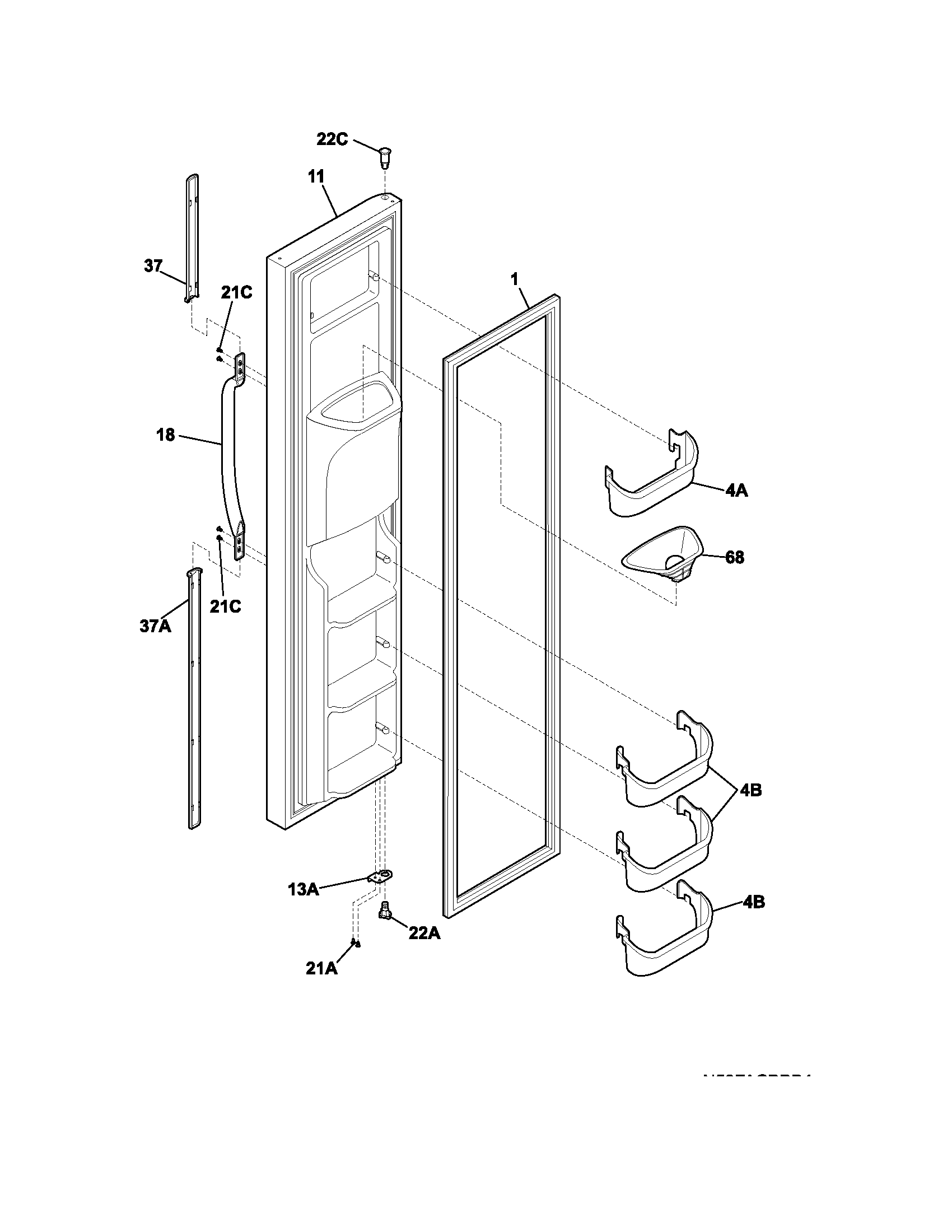 Frigidaire FRS26RLECS4 freezer door diagram