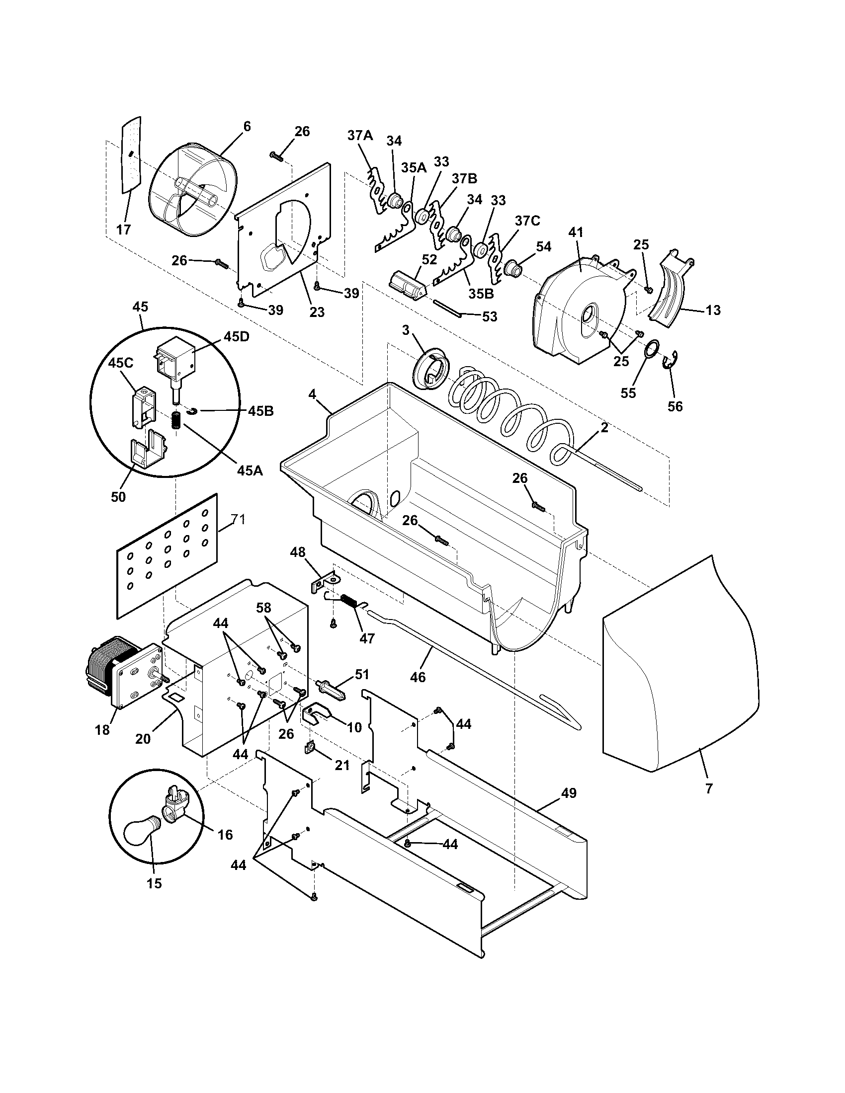 Frigidaire GS23HSZCB4 ice container diagram
