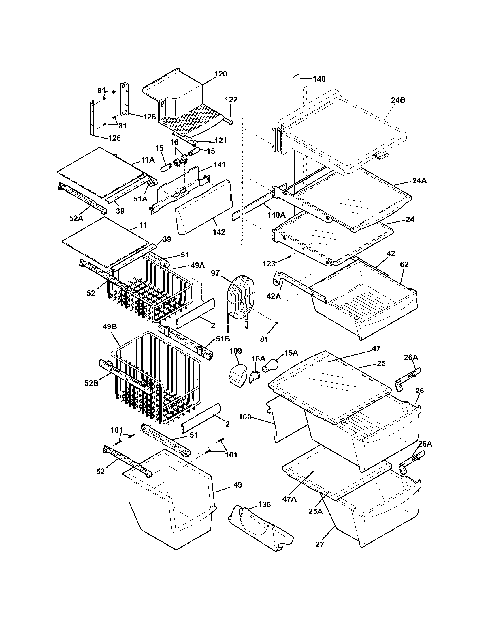 Frigidaire PLHS239ZDB1 shleves diagram