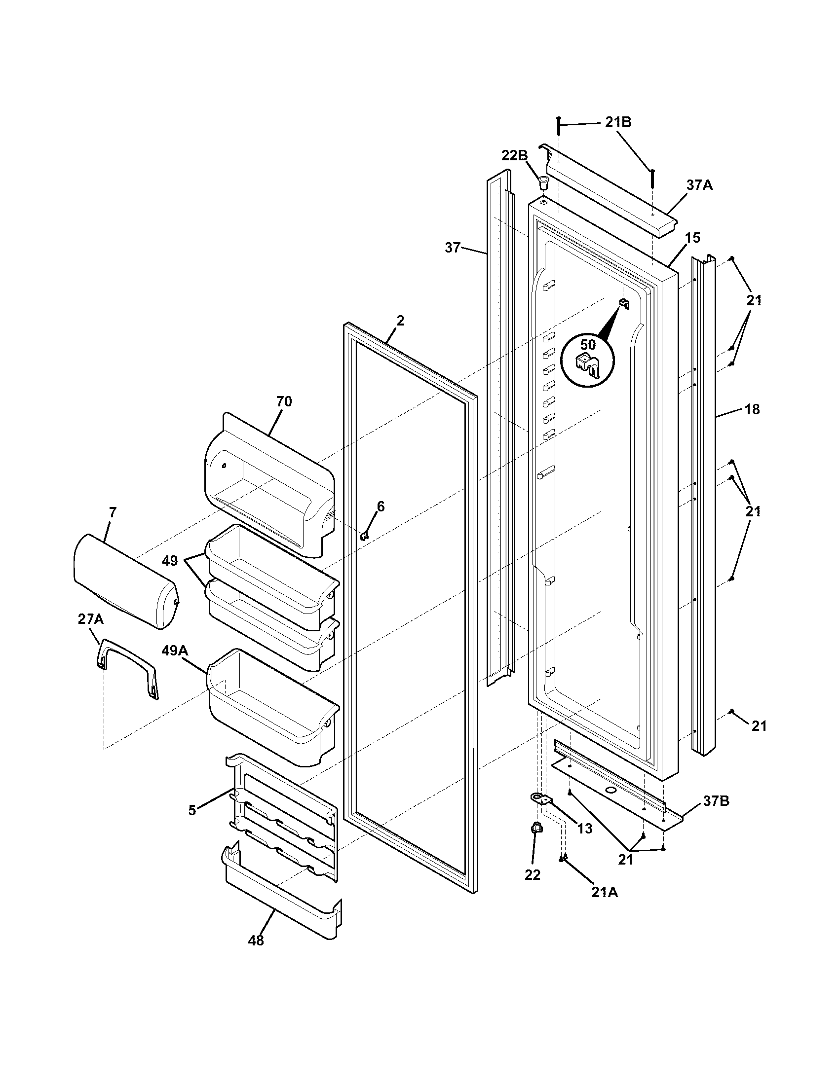 Frigidaire FSC23F7TDB0 refrigerator door diagram