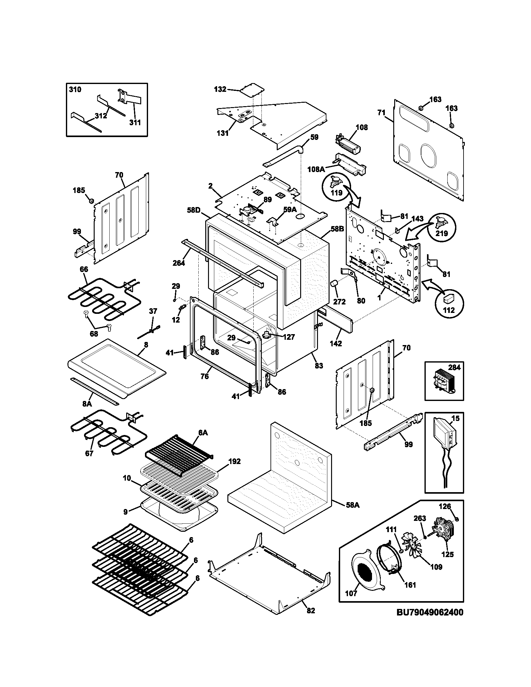 Kenmore Elite 79049062400 upper oven diagram