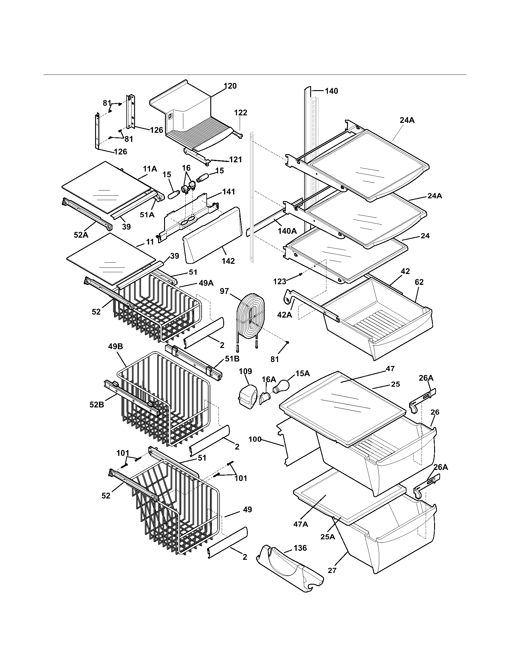 Kenmore 25356292404 shelves diagram