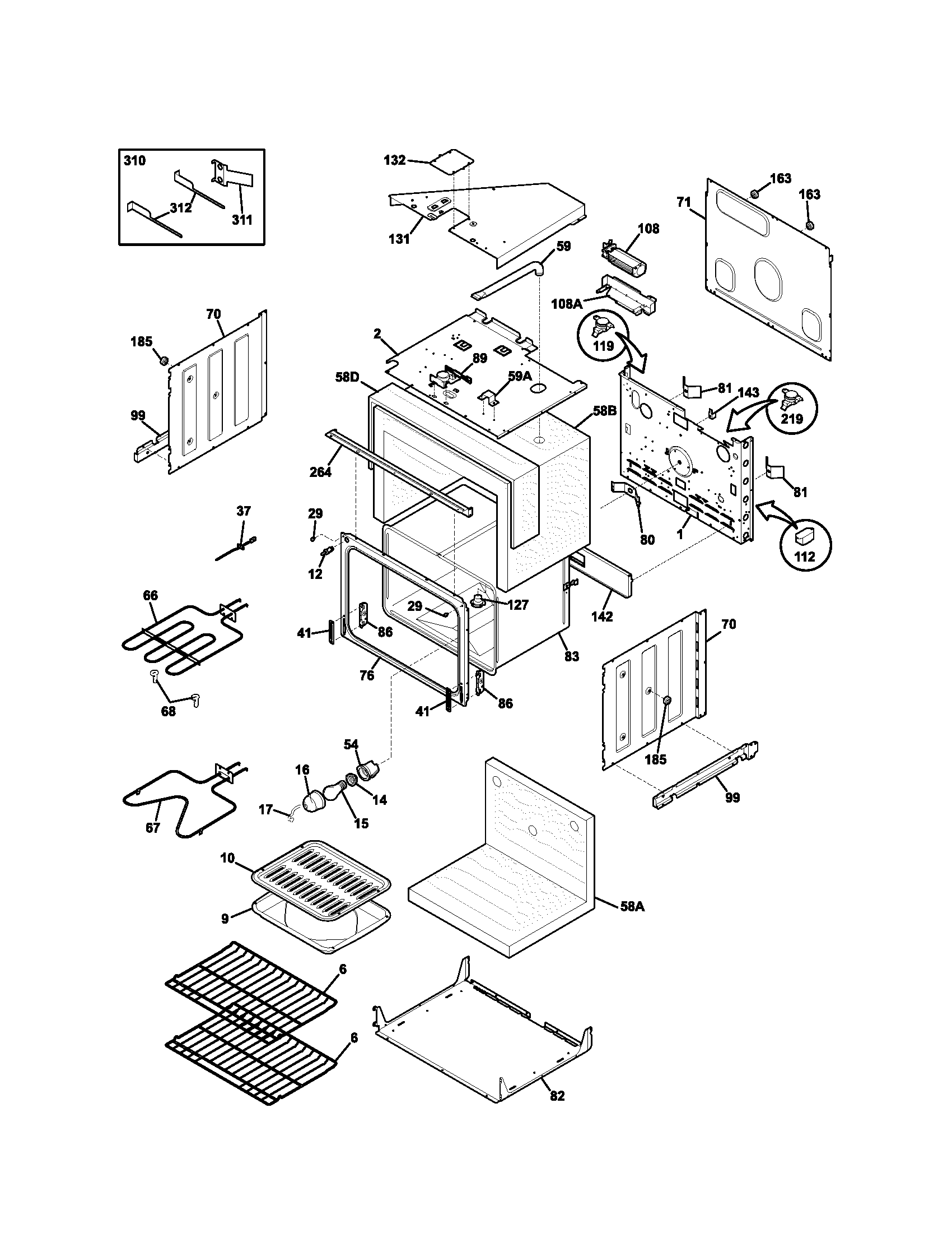 Kenmore 79047732400 upper body diagram