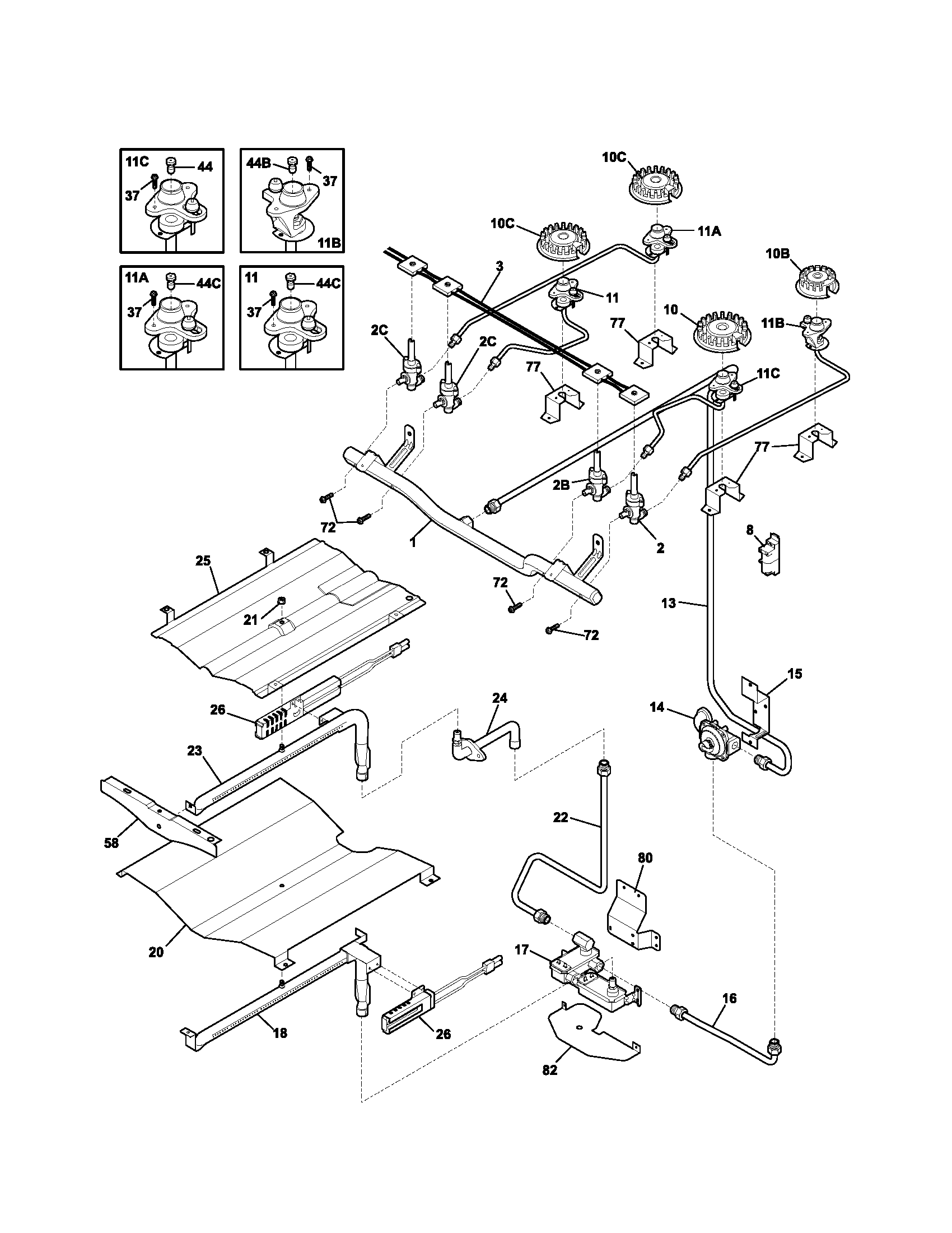 Kenmore 79036673400 burner diagram