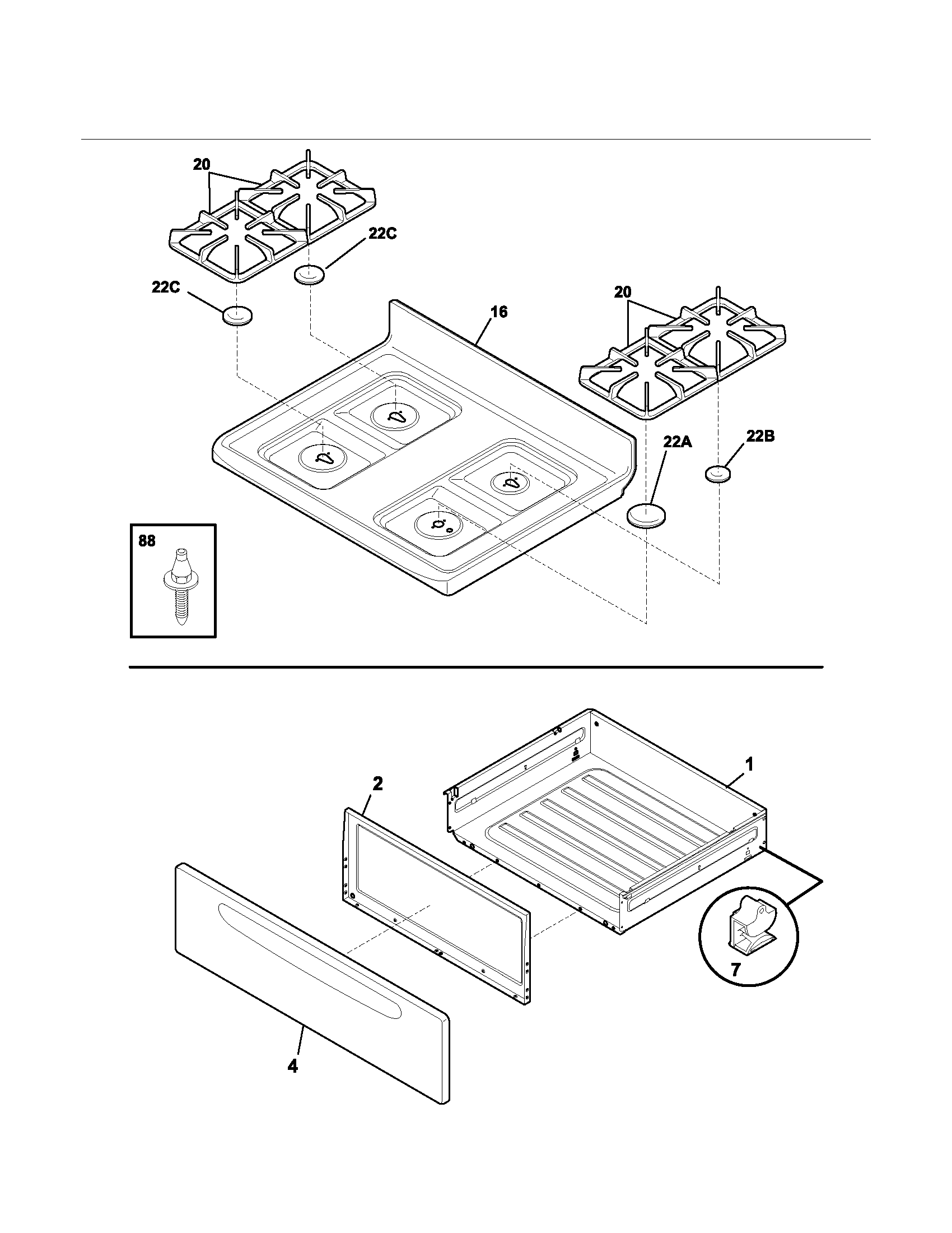 Kenmore 79078612400 top/drawer diagram