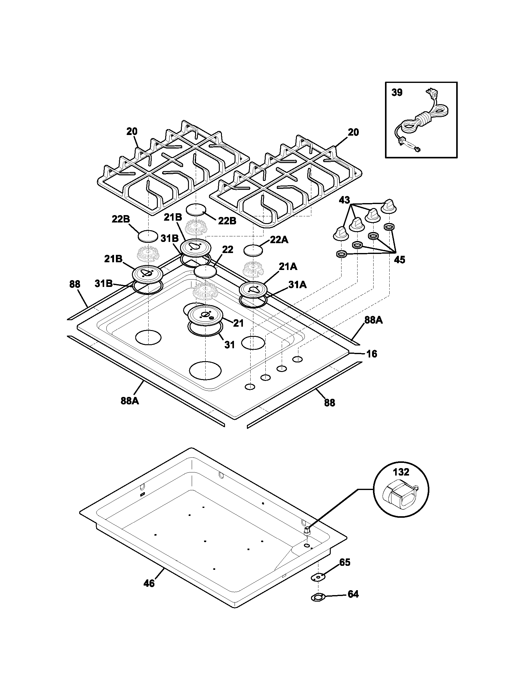 Kenmore 79032239400 maintop diagram