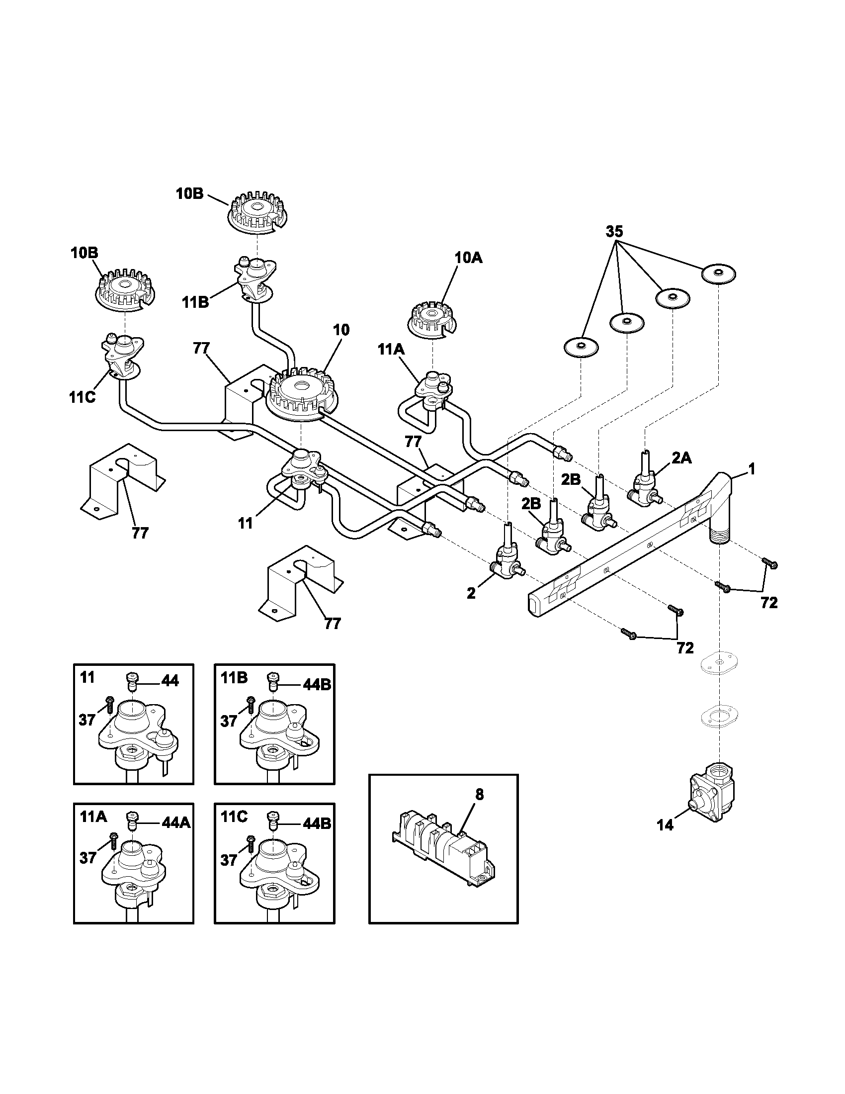 Kenmore 79032239400 burner diagram