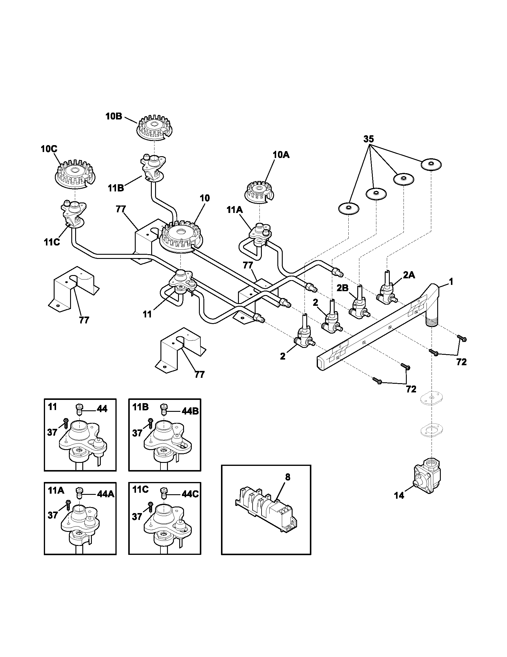 Kenmore Elite 79033223400 burner diagram