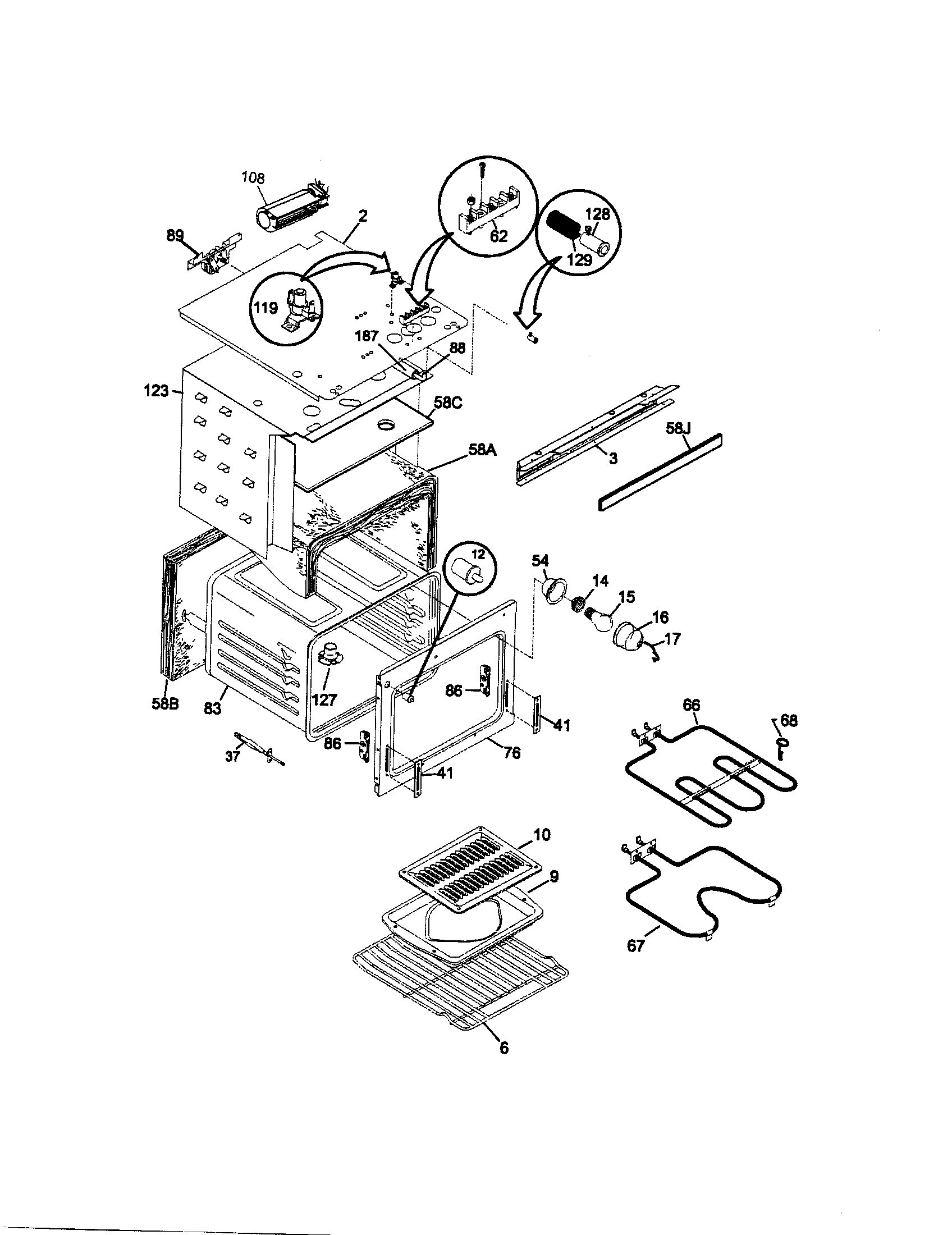 Kenmore 79041392400 upper body diagram