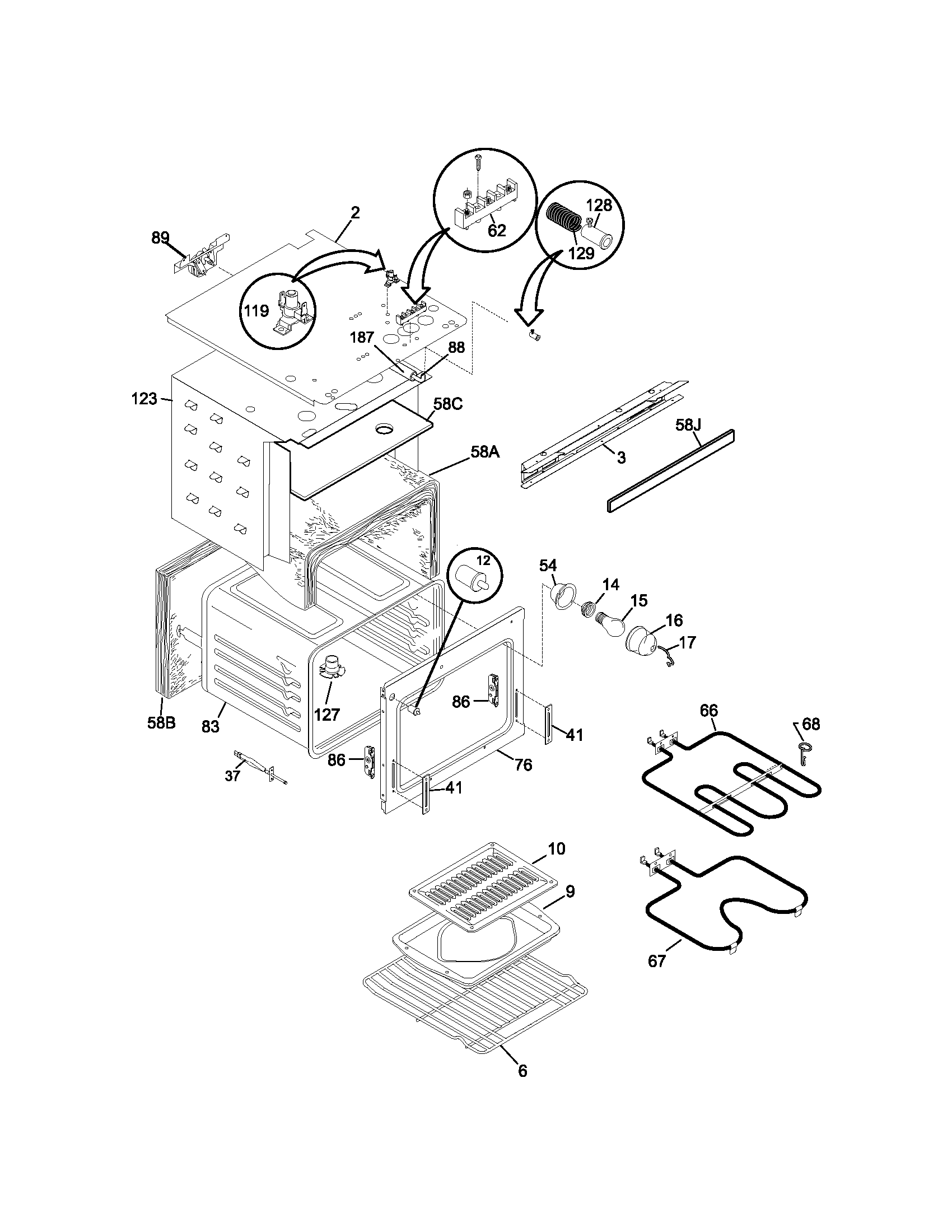 Kenmore 79041393400 upper body diagram
