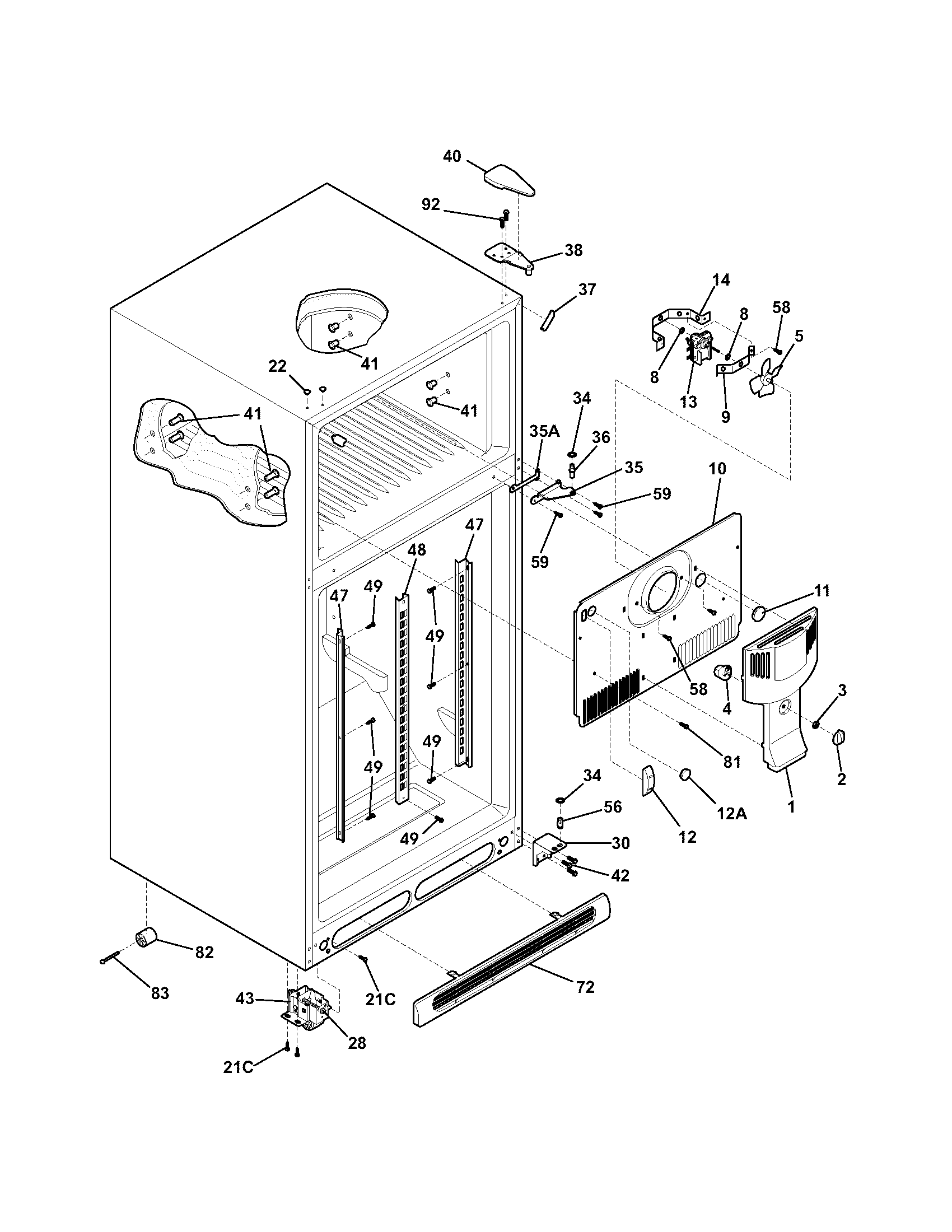 Kenmore 25364843402 cabinet diagram