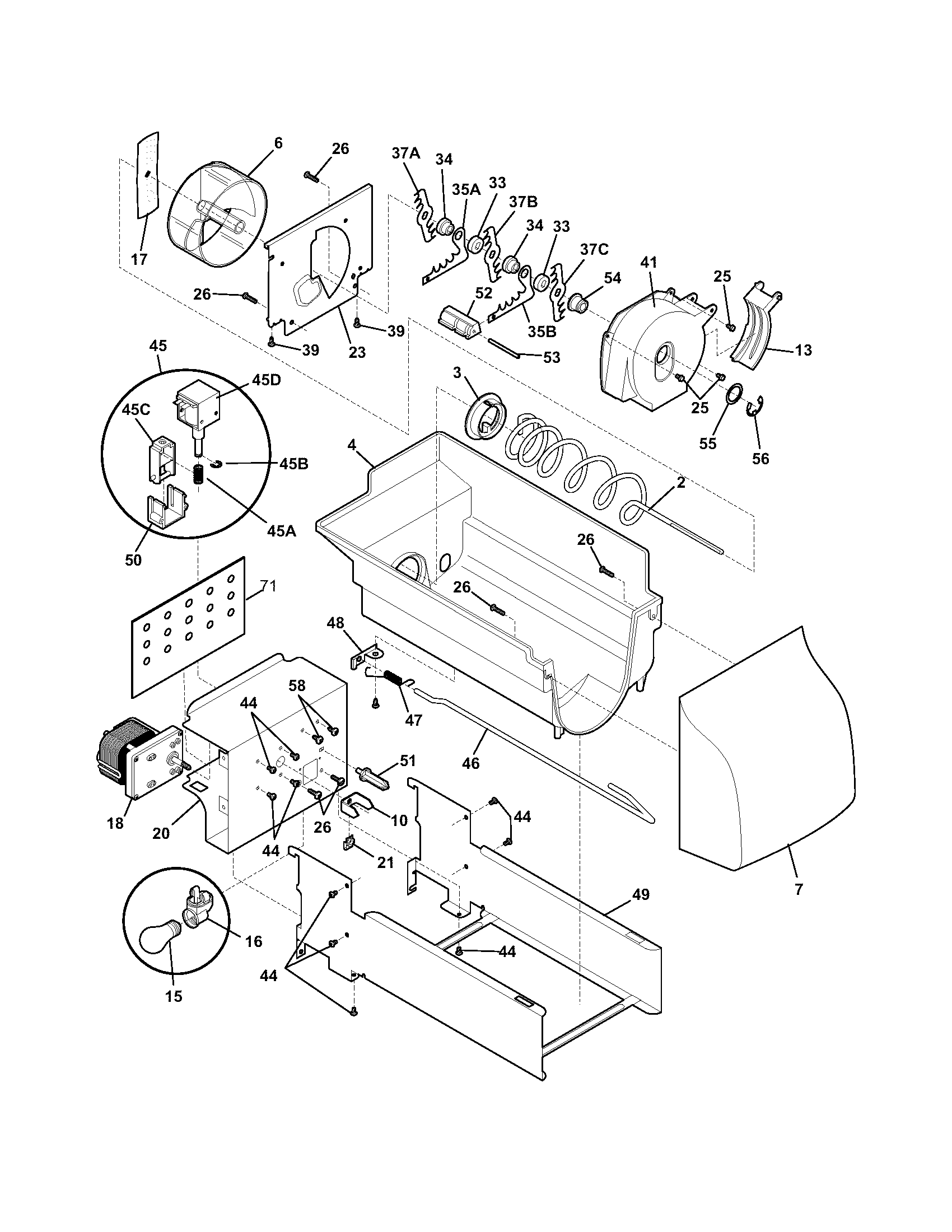 Frigidaire GS26HSZCQ6 ice container diagram