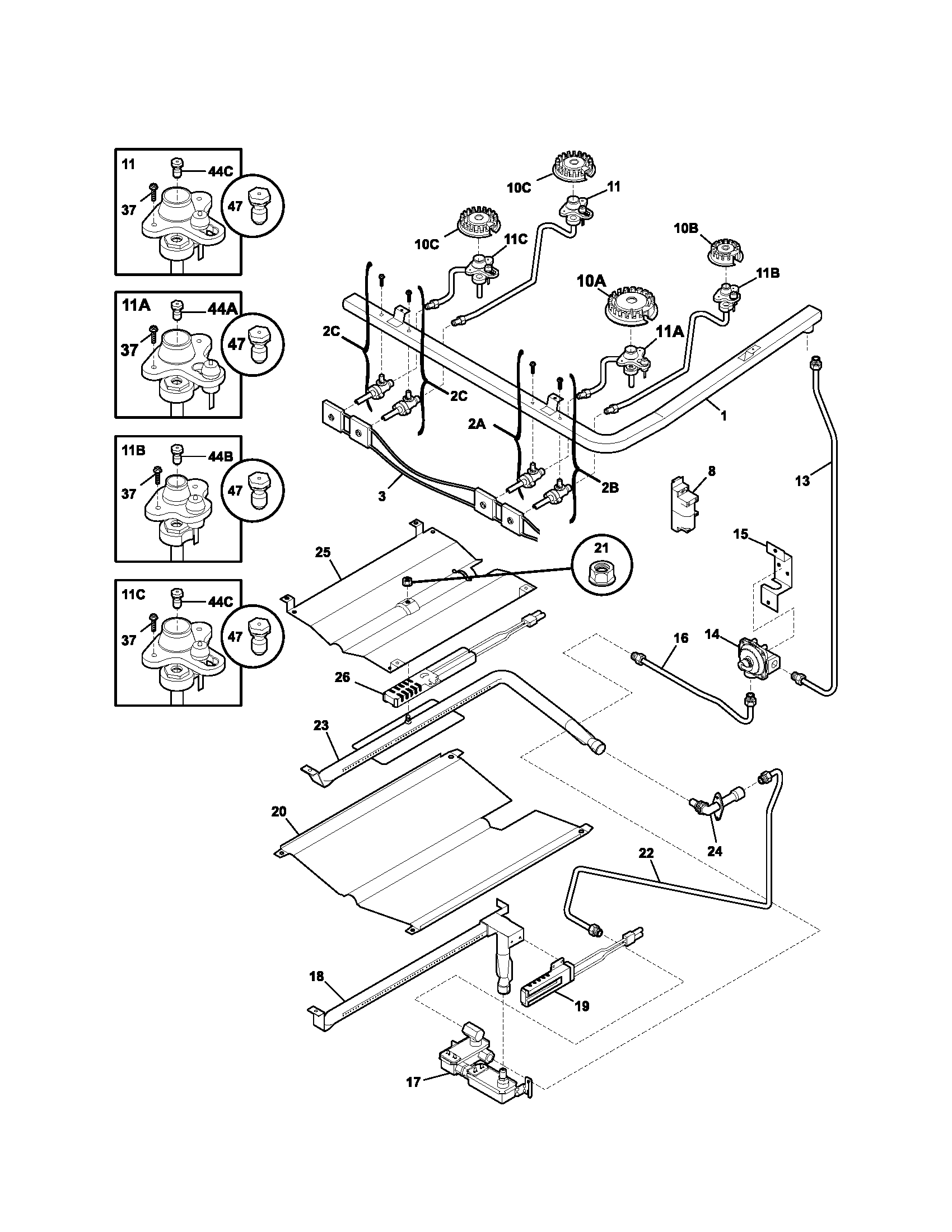 Kenmore 79078693400 burner diagram