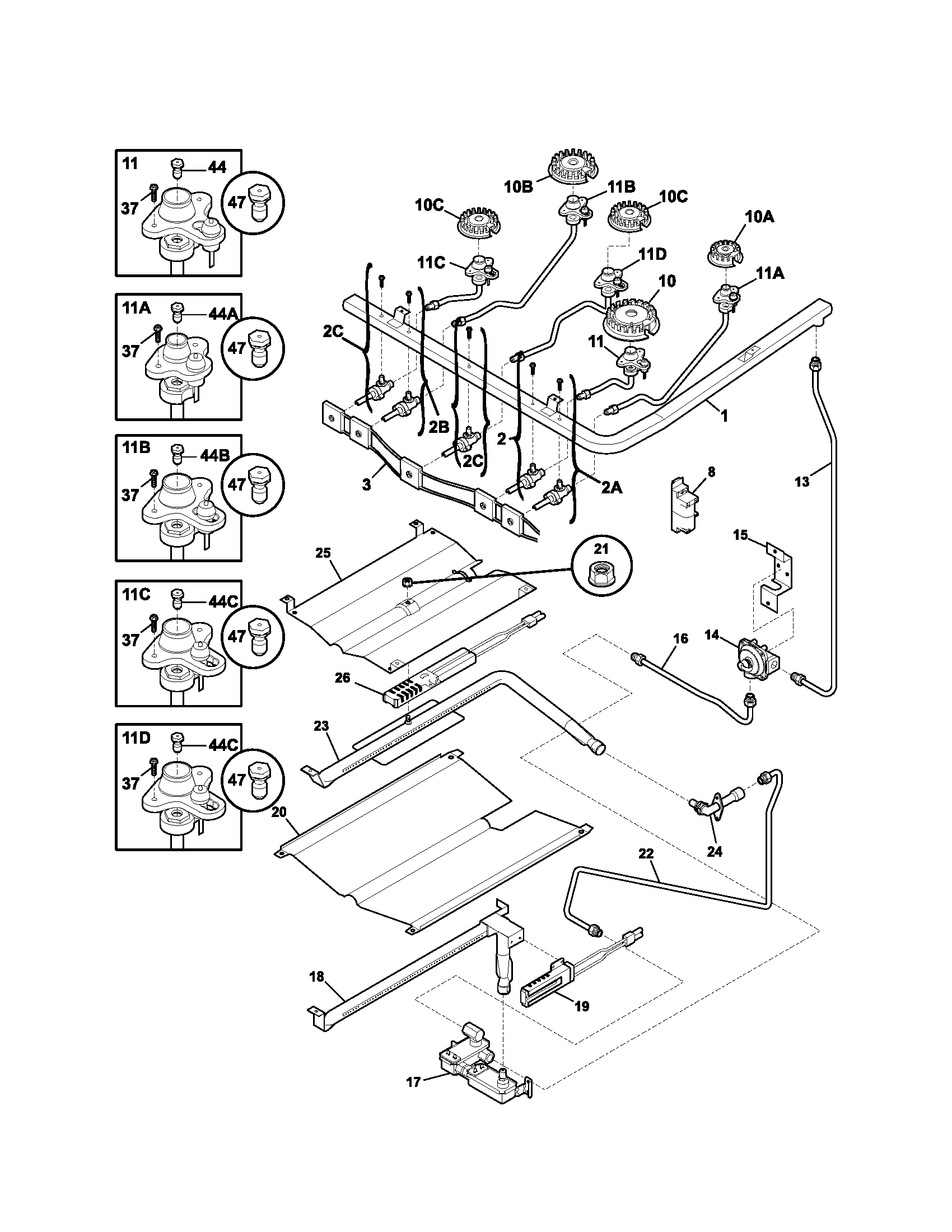 Kenmore Elite 79079369400 burner diagram