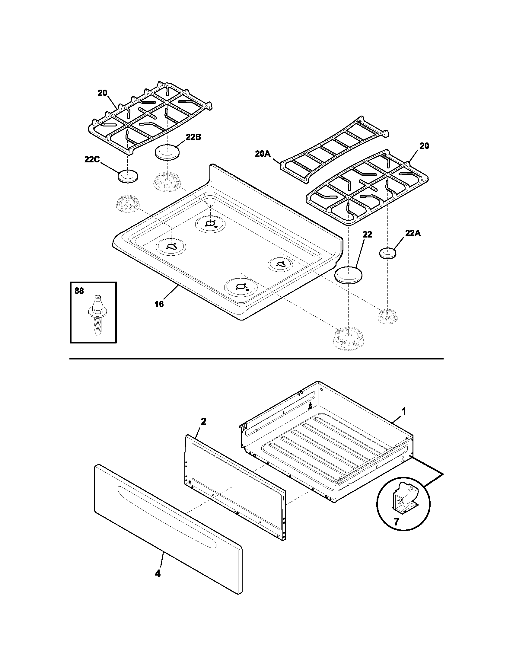 Kenmore 79078782400 top/drawer diagram