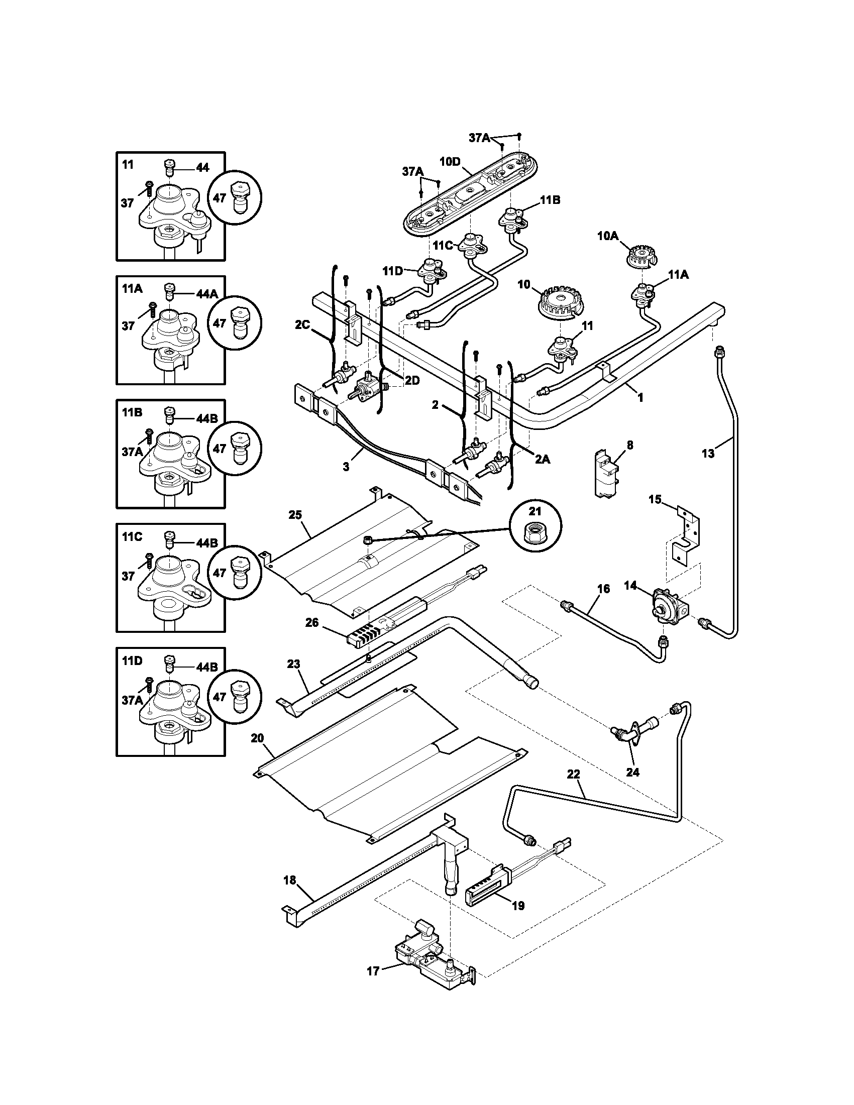 Kenmore Elite 79079379400 burner diagram