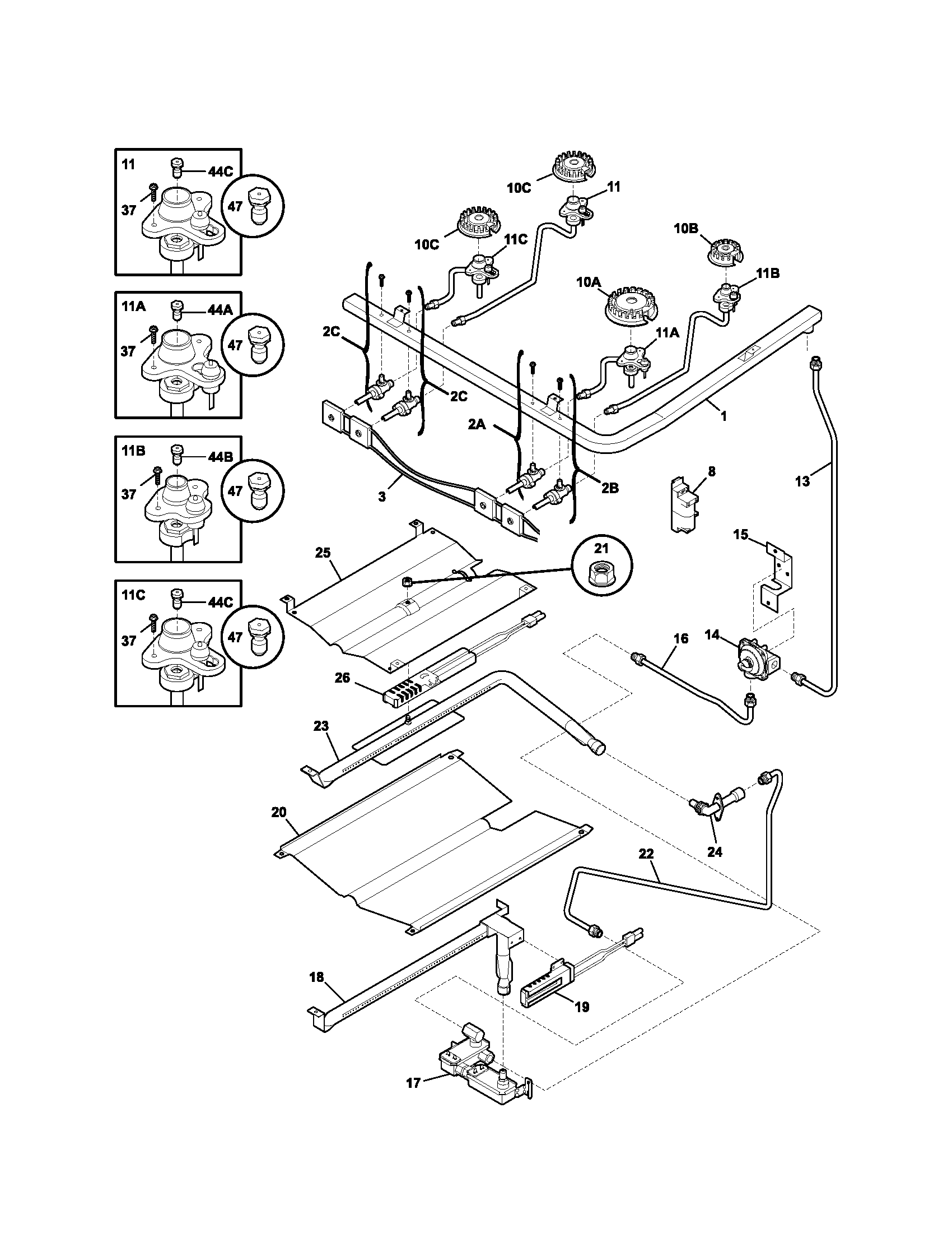 Kenmore 79078699400 burner diagram