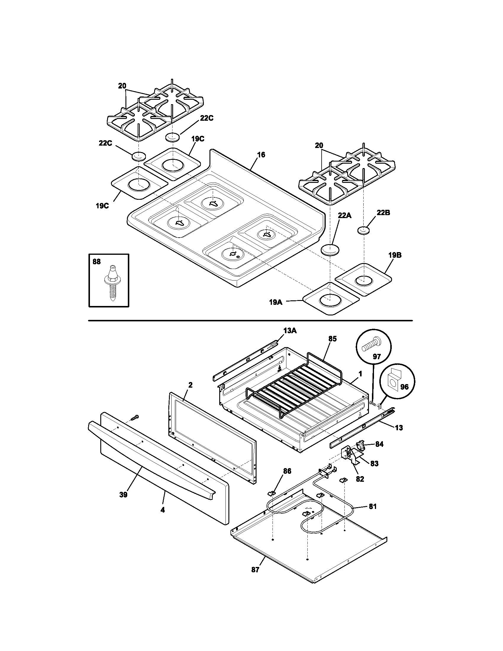 Kenmore 79078699400 top/drawer diagram