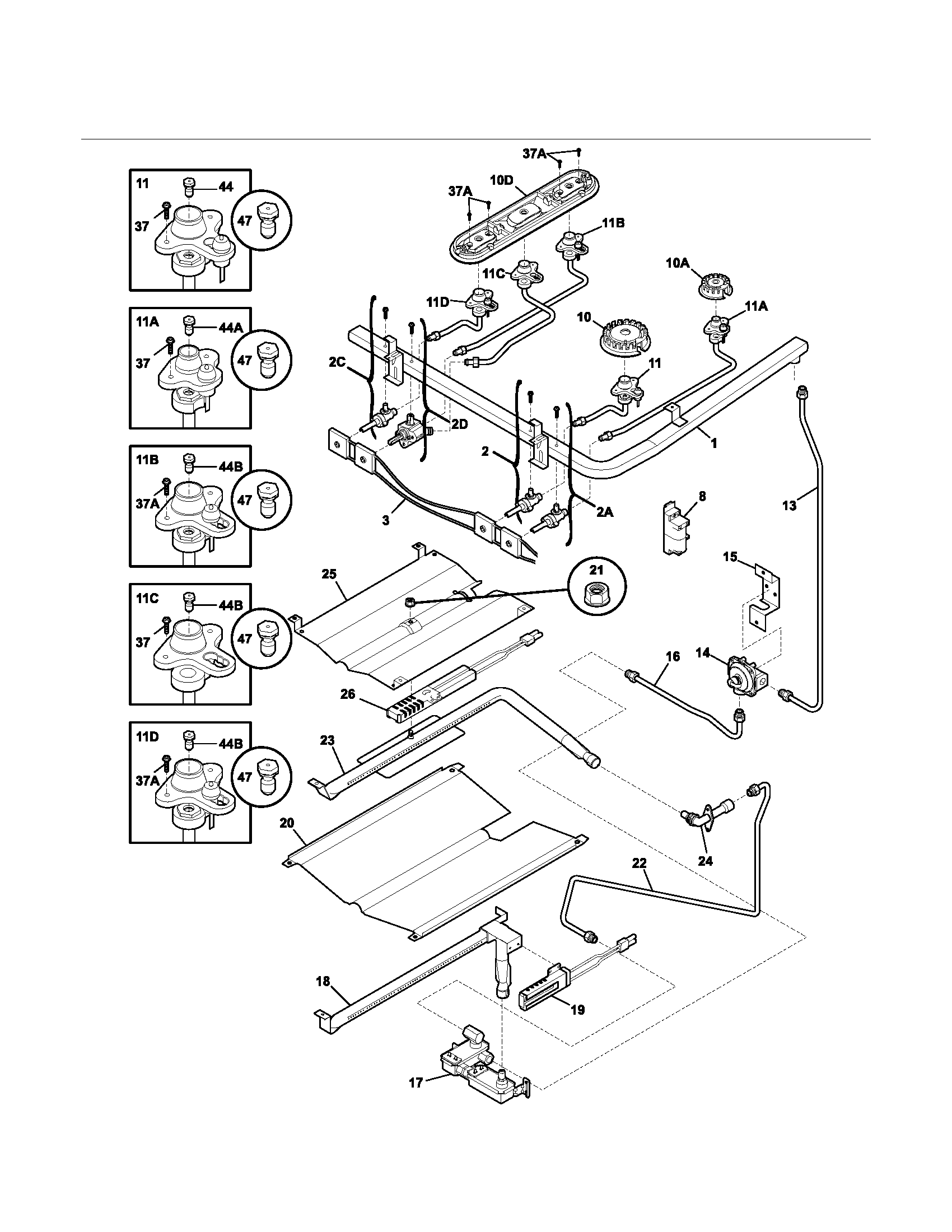 Kenmore Elite 79079373400 burner diagram