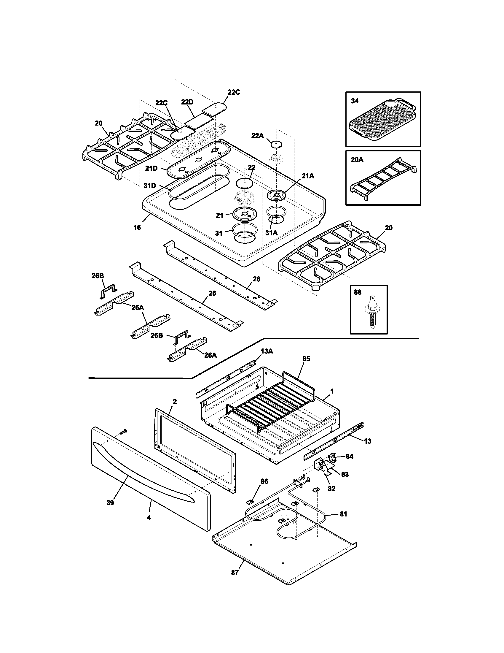 Kenmore Elite 79079373400 top/drawer diagram