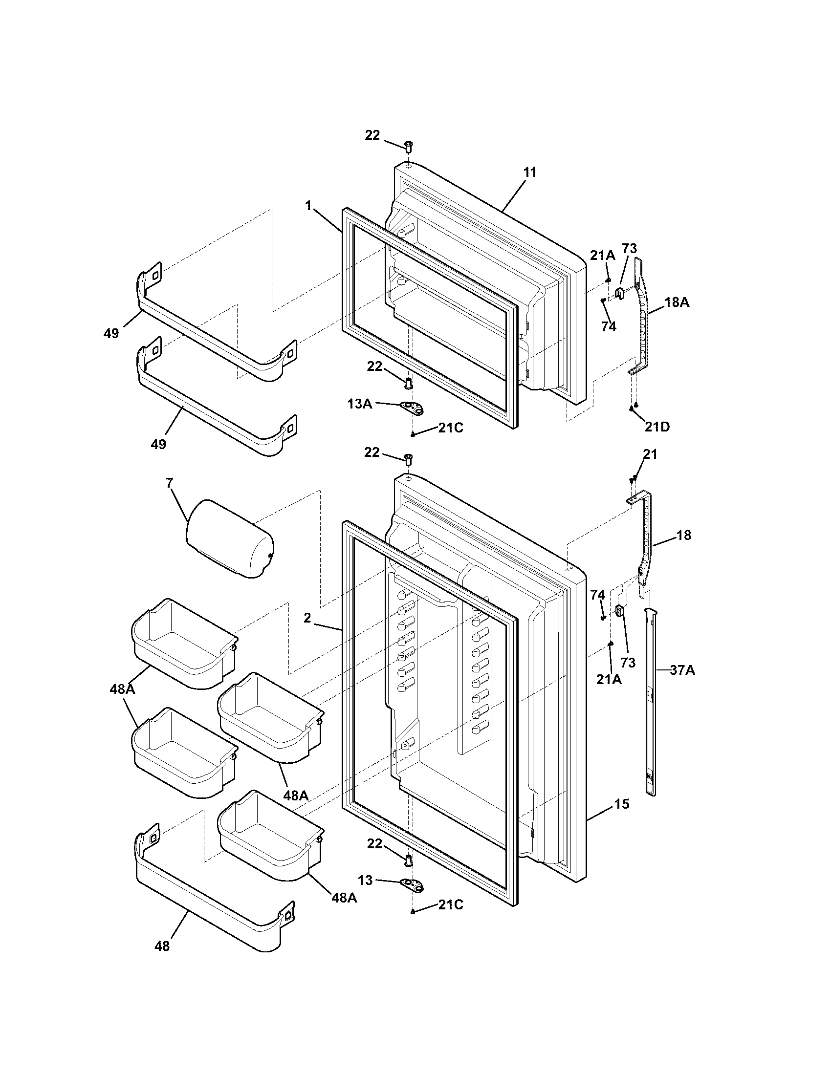 Kenmore 25374170401 door diagram