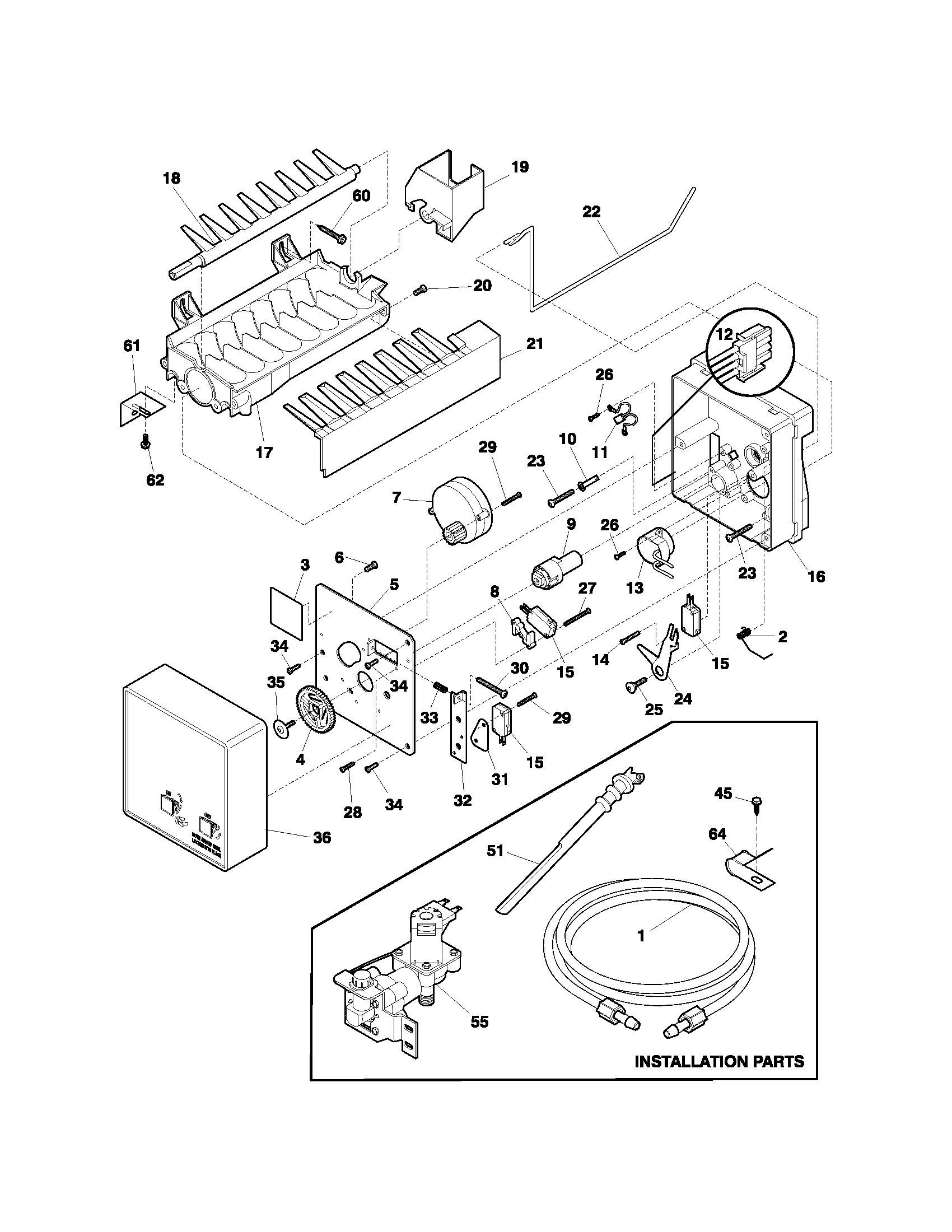 Kenmore 25374170401 ice maker diagram