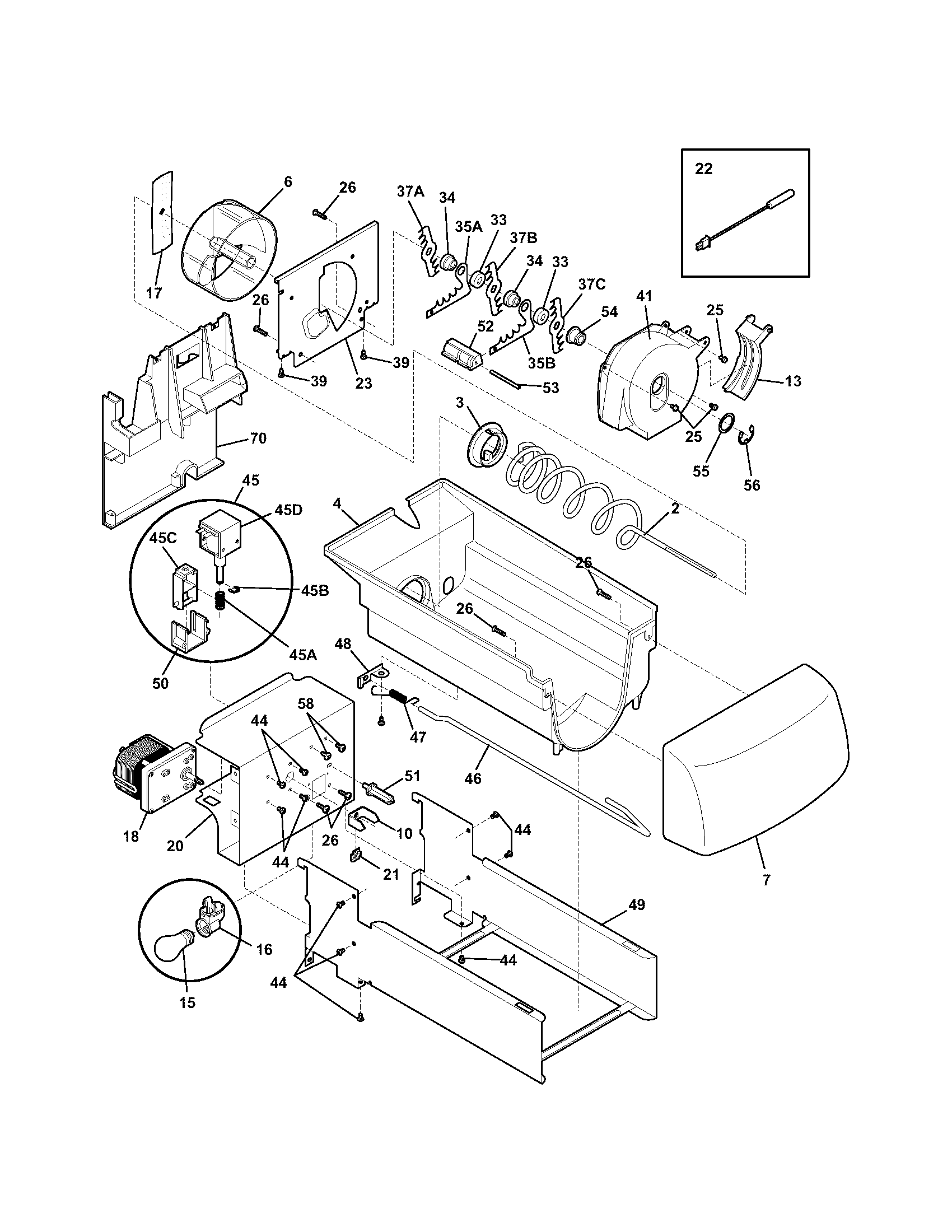 Kenmore 25354363405 ice container diagram