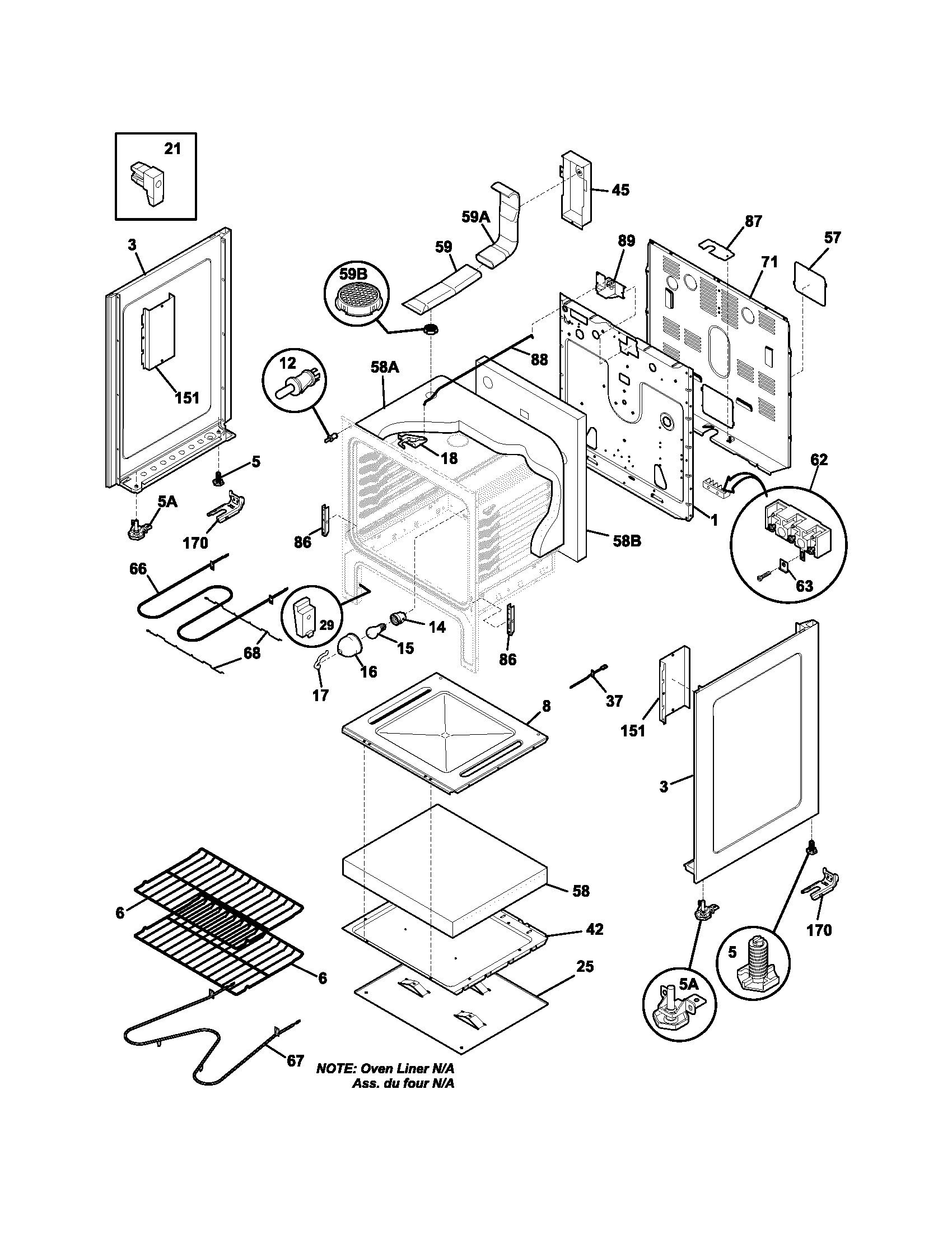 Frigidaire FEFS66DQA body diagram