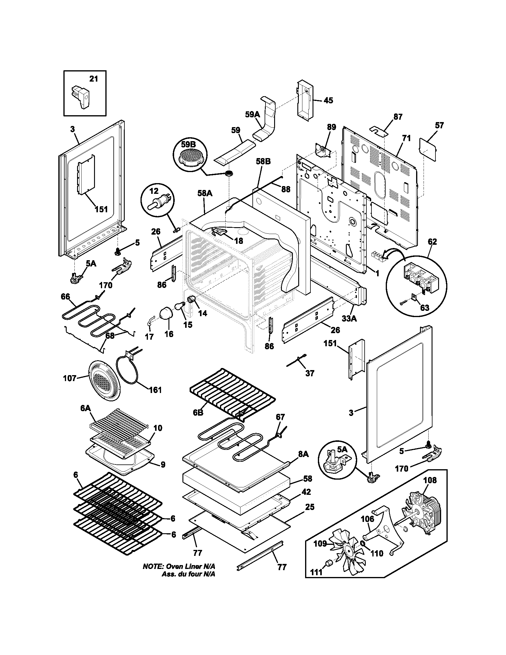 Frigidaire PLEF398DCA body diagram