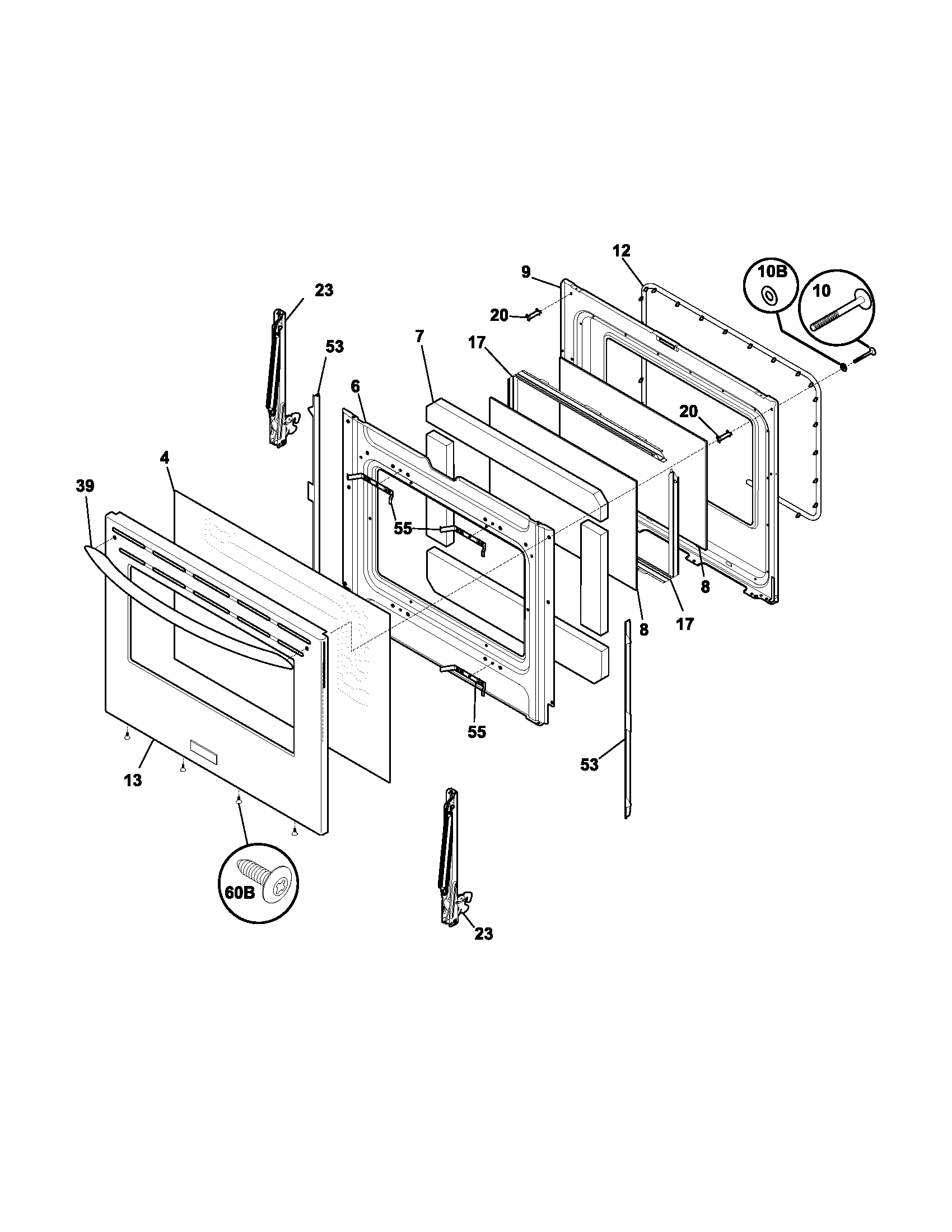 Frigidaire PLEF398DCA door diagram