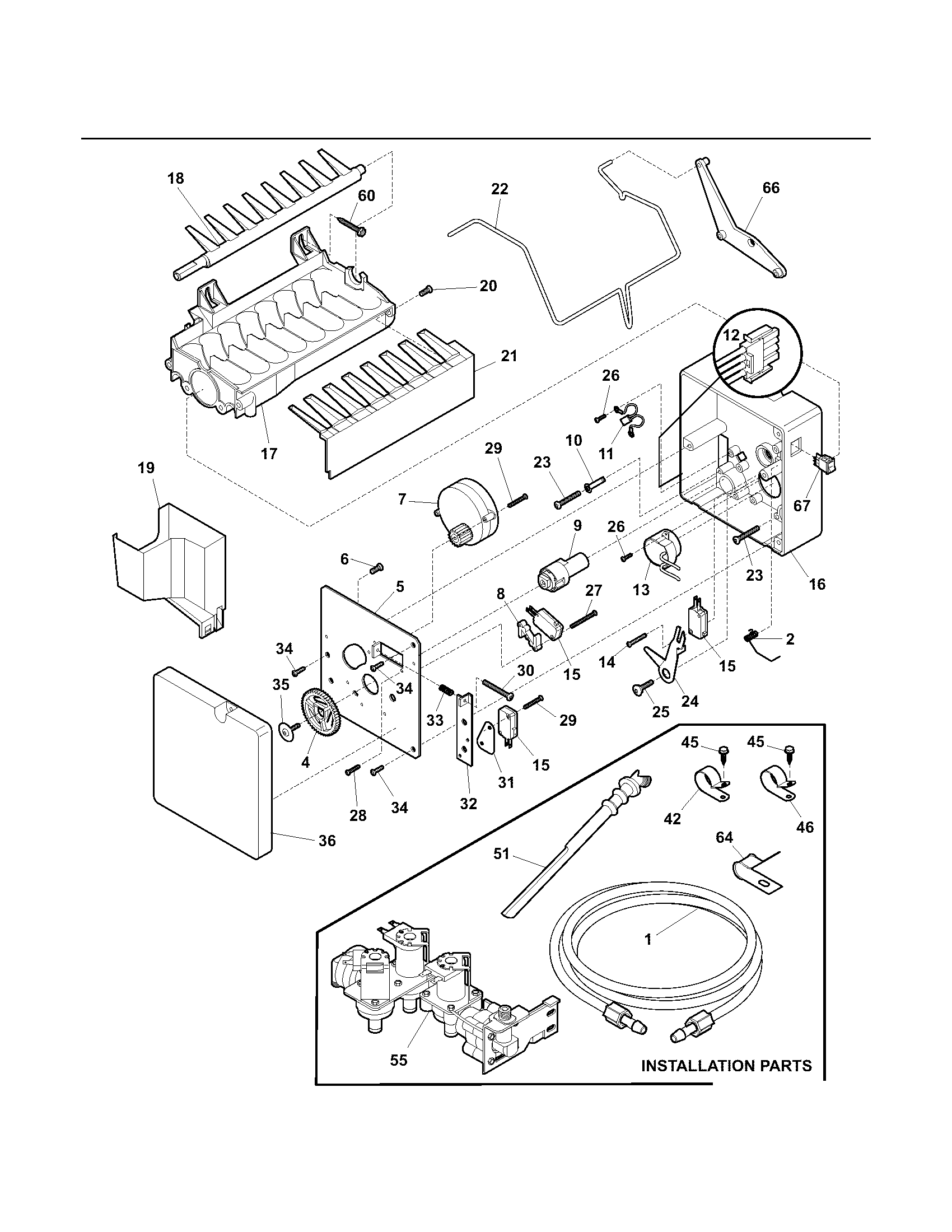 Kenmore 25356284405 ice maker diagram
