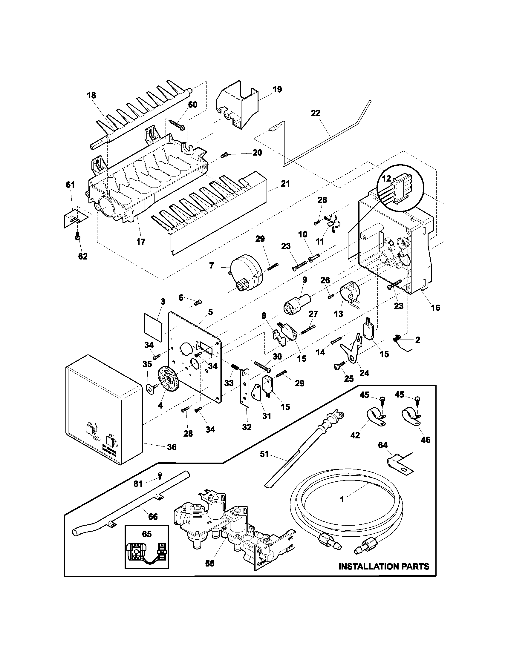 Kenmore 25376823400 ice maker diagram