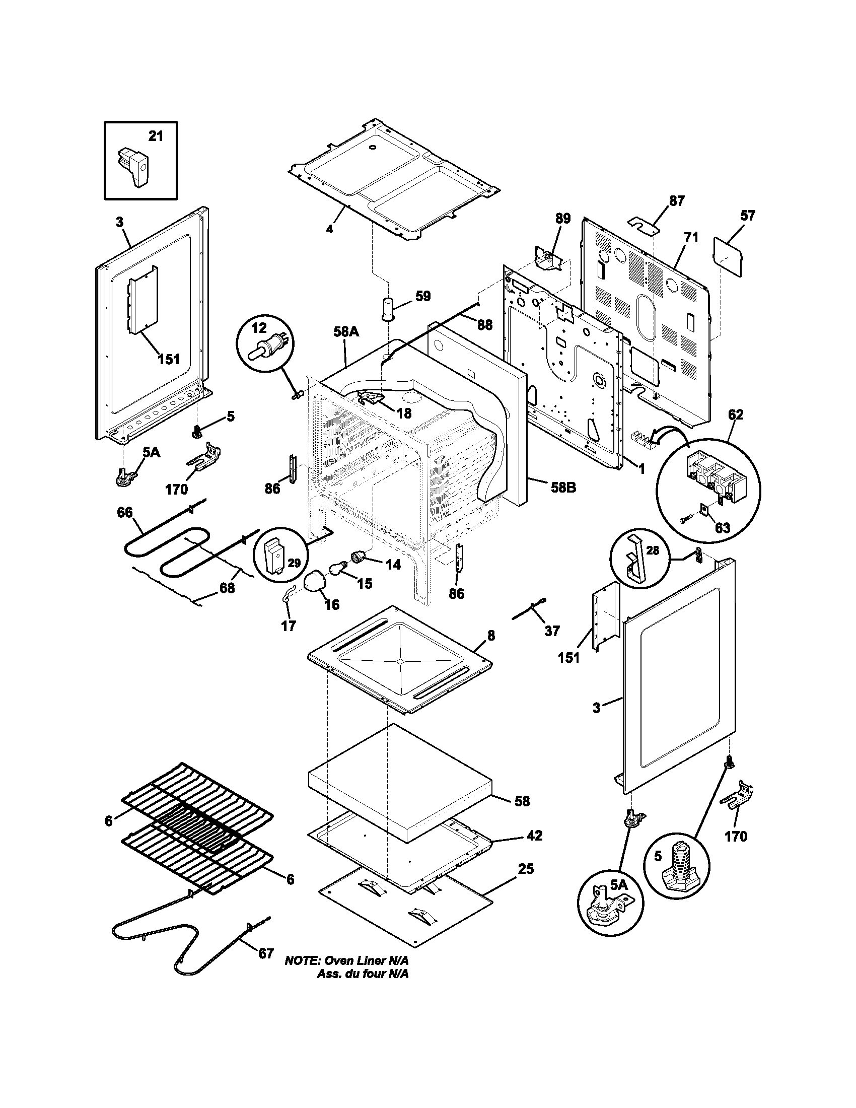 Frigidaire FEF352DSA body diagram