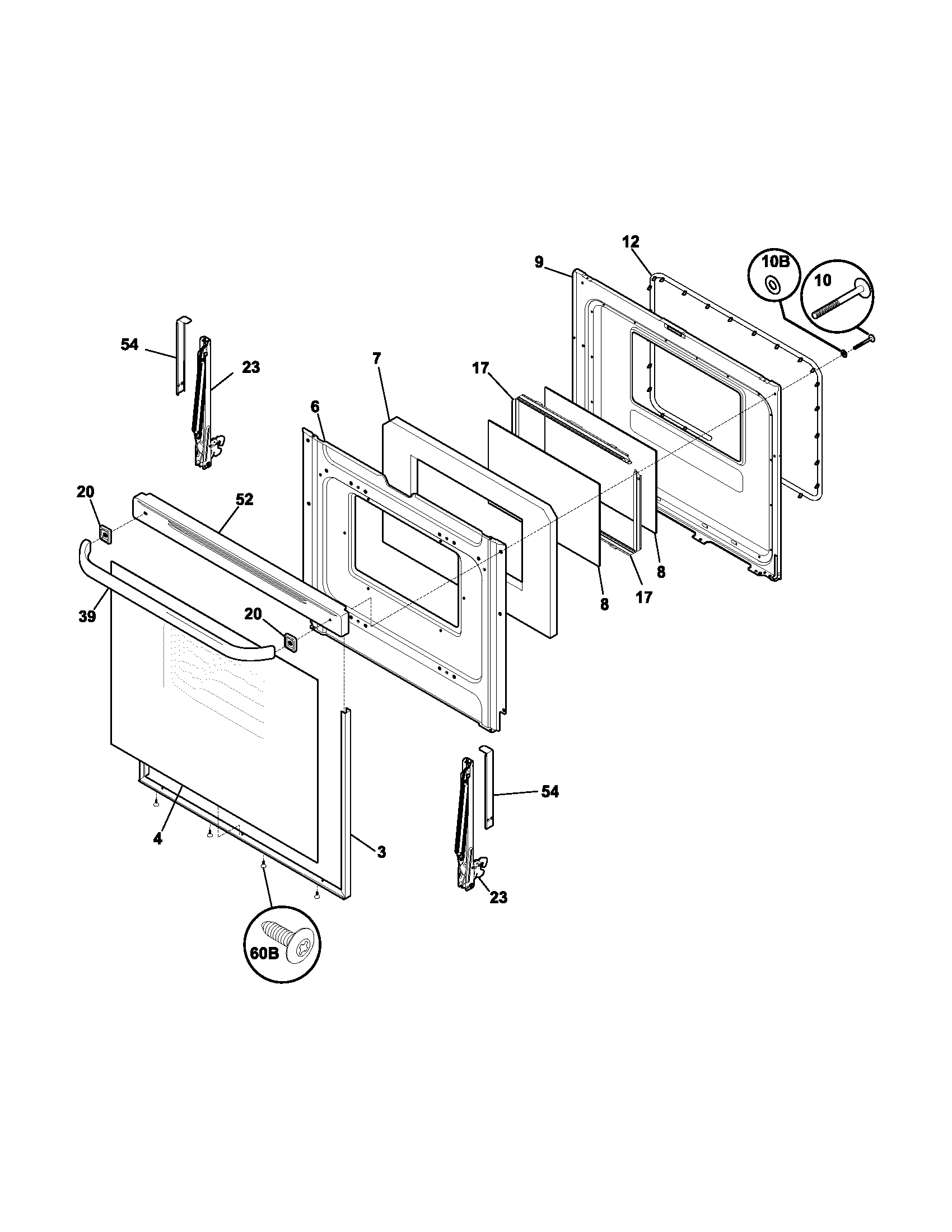 Frigidaire FEF352DSA door diagram