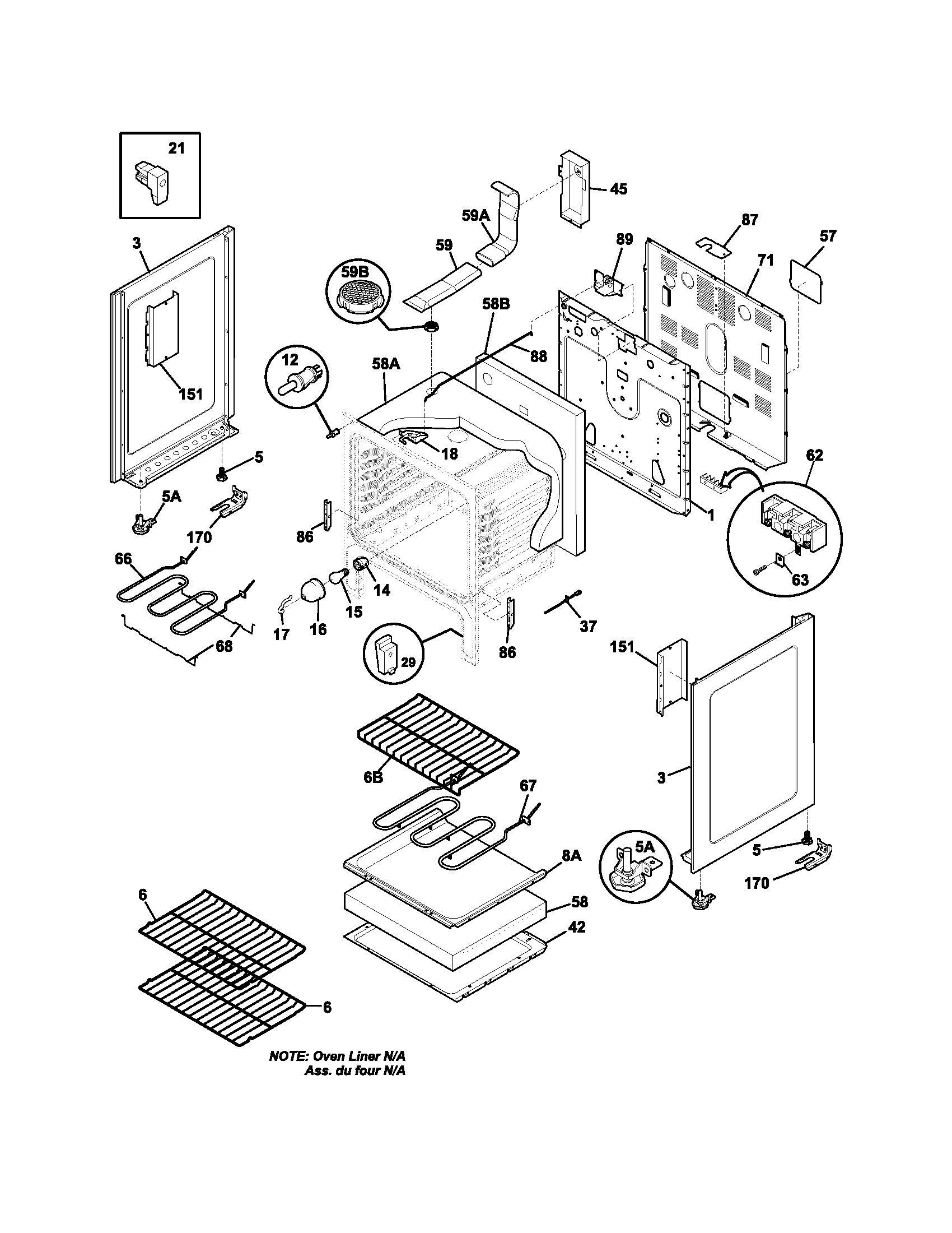 Frigidaire GLEF369DCA body diagram