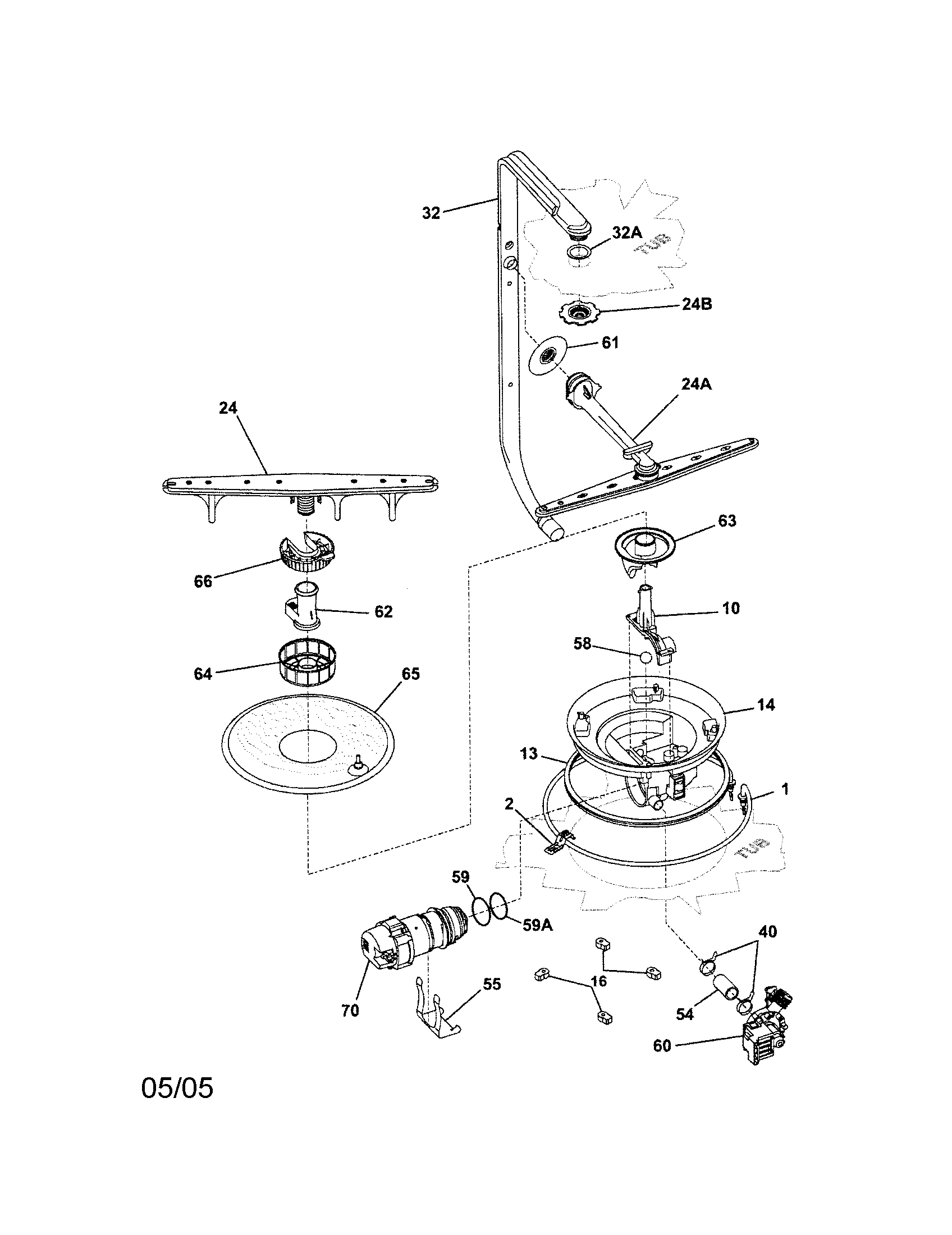 Frigidaire GLD2250RDB0 motor & pump diagram