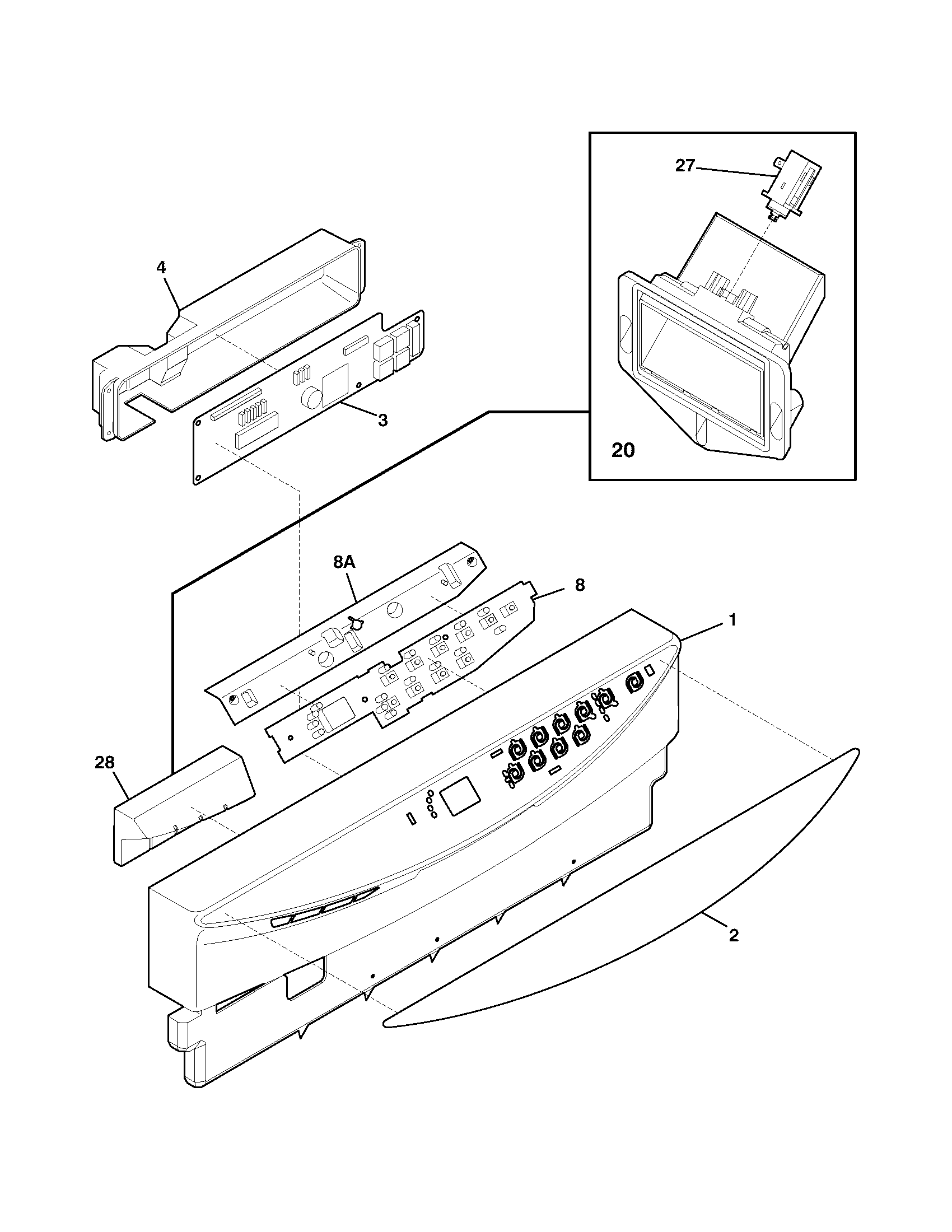 Frigidaire GLD2451RDQ0 control panel diagram