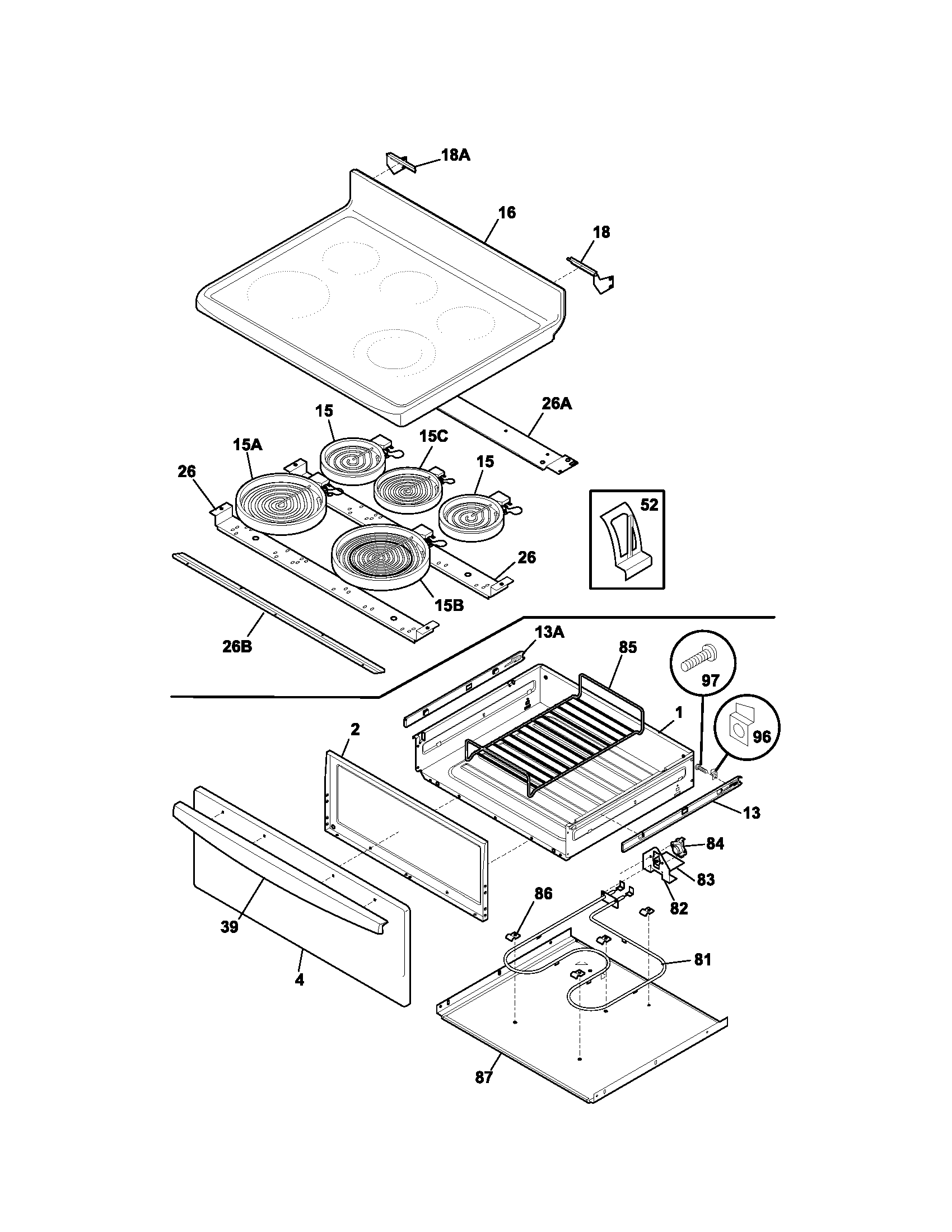 Kenmore 79096414401 top/drawer diagram