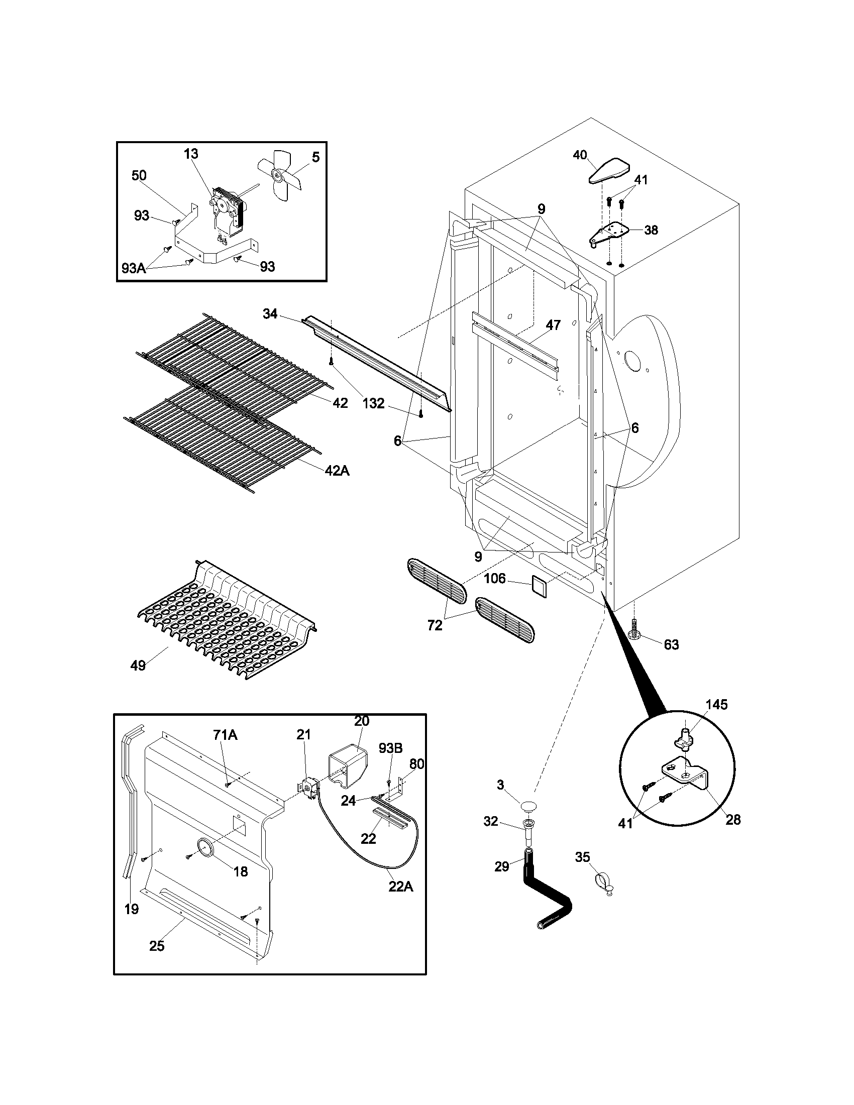 Frigidaire FFU11FK0DW1 cabinet diagram