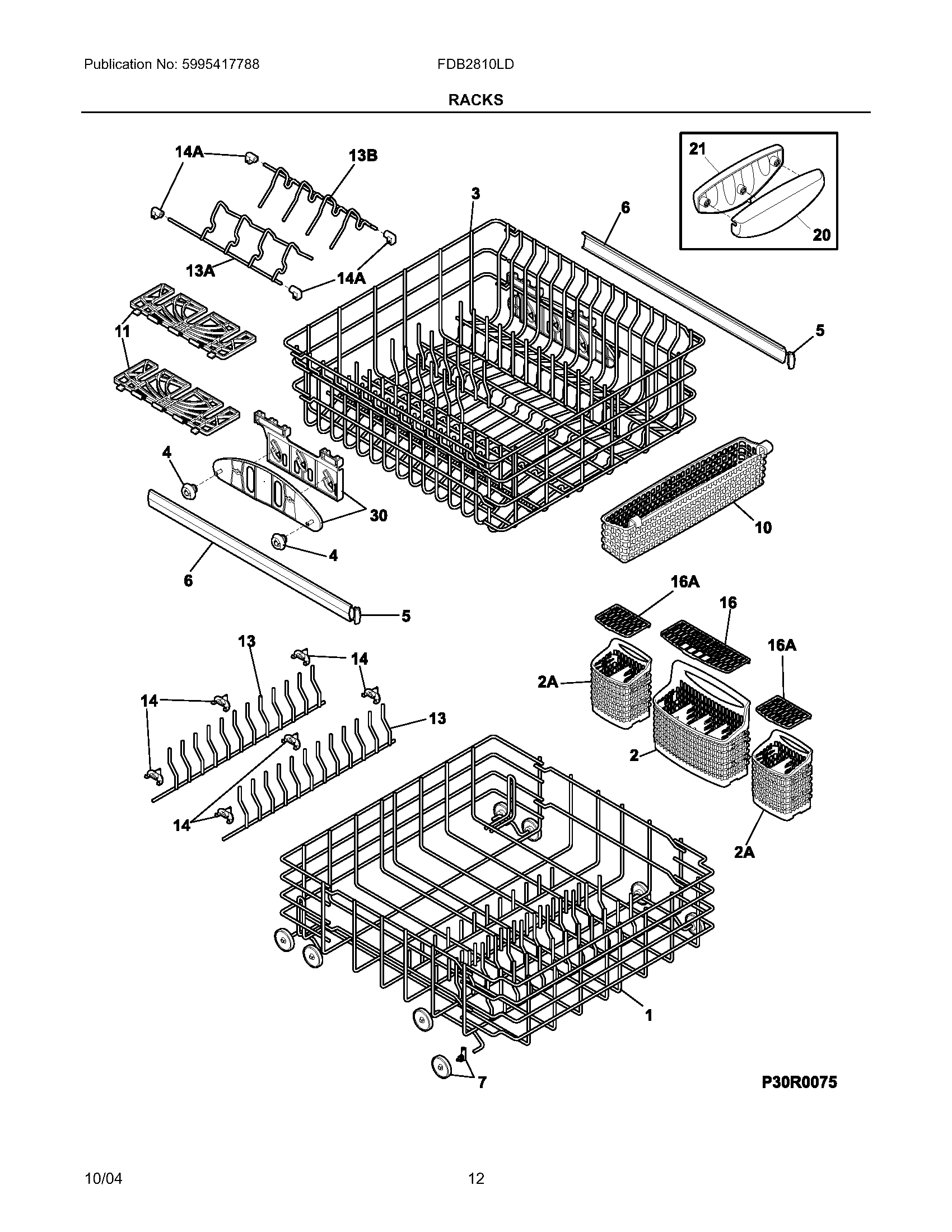Frigidaire FDB2810LDS0 racks diagram