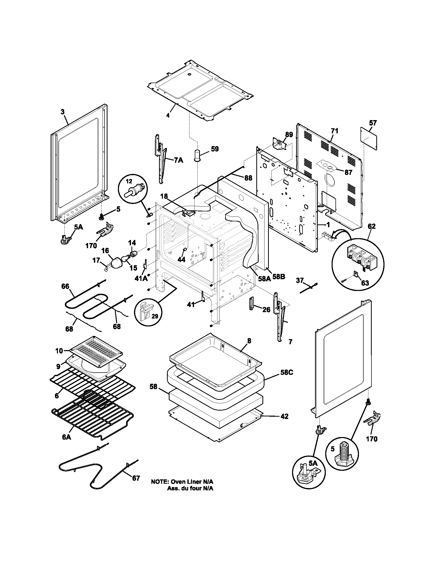 Frigidaire FEF355AWK body diagram