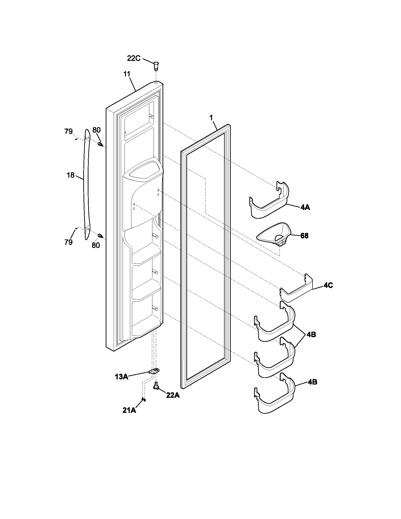Frigidaire FRS26DR7DS3 freezer door diagram