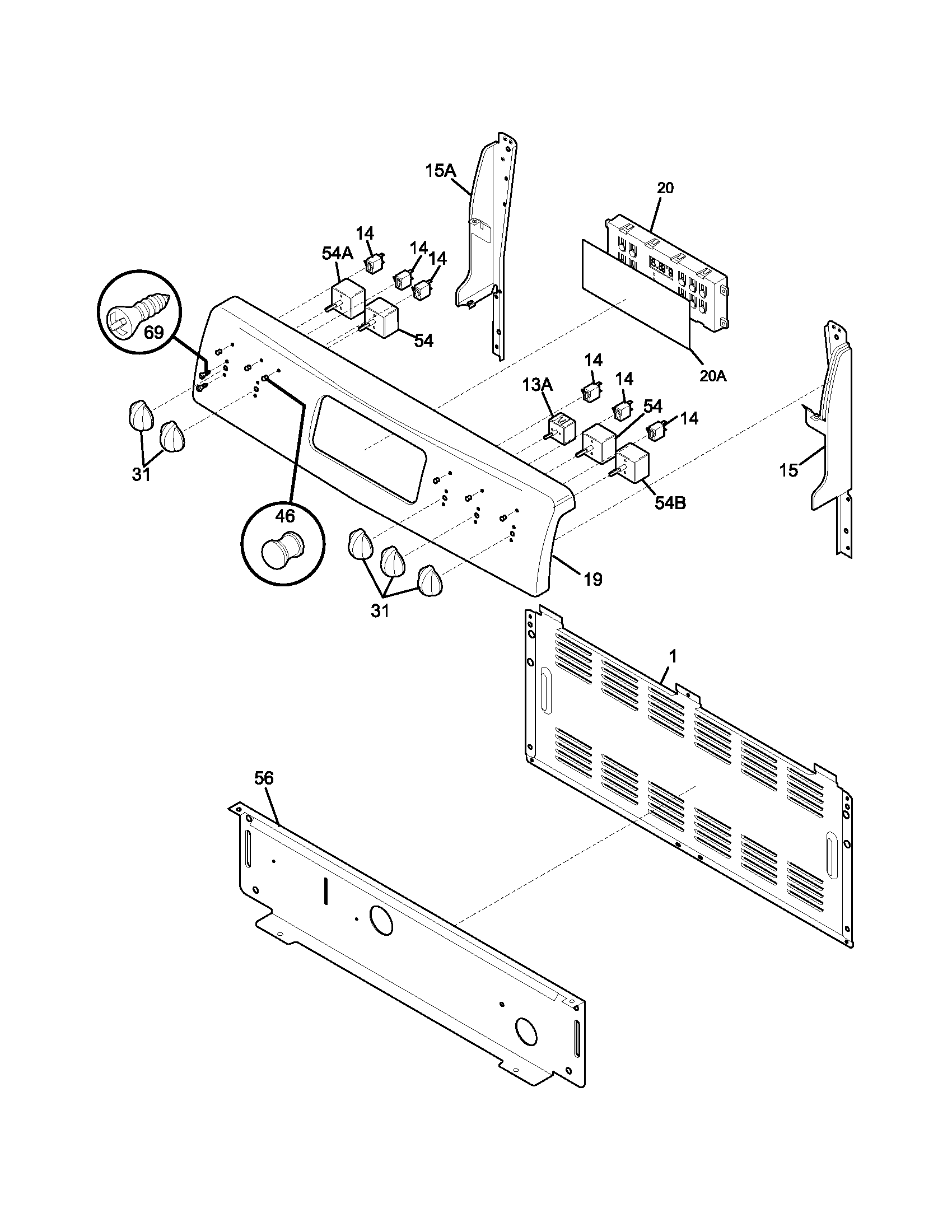Frigidaire FEFB78DSB backguard diagram